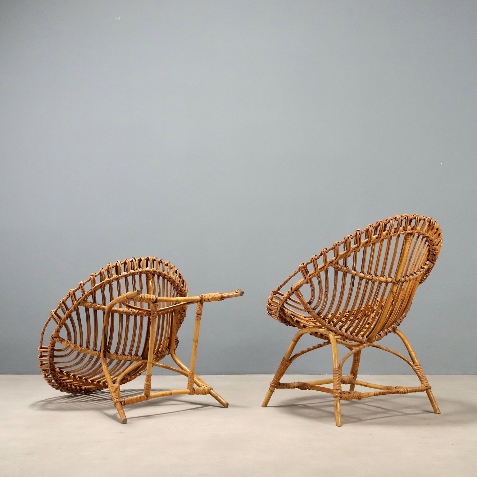 photo furniture Vintage Fauteuils Gevlochten Bamboe Design Italië jaren 1960