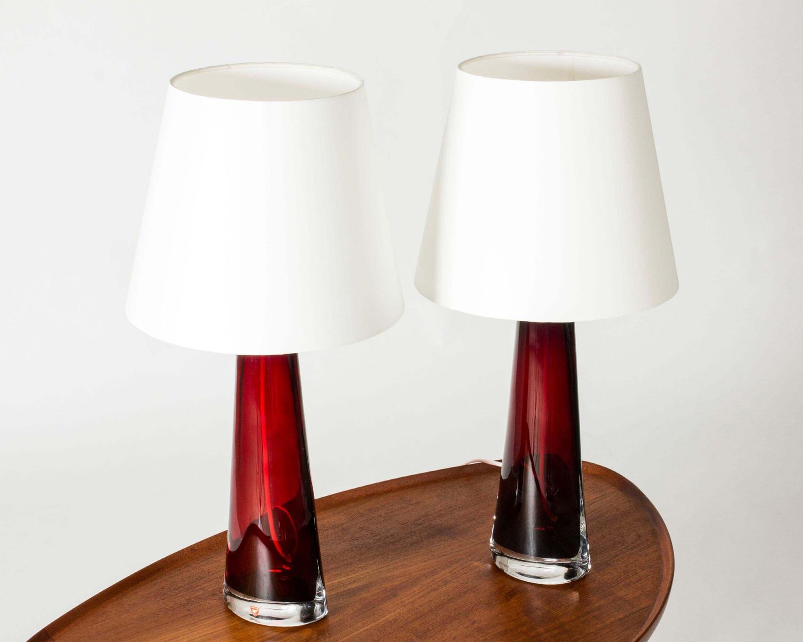 Lampes de table mid-century en verre par Carl Fagerlund, Orrefors, Suède, années 1960 photo Luminaires