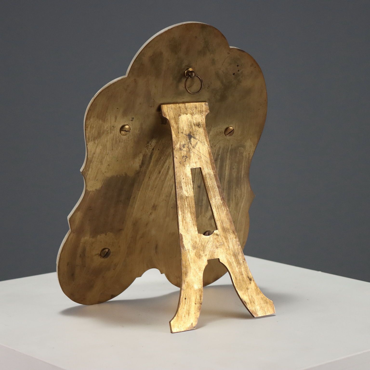 Petit miroir de table d'époque, émaux champlevé et ormolu, XIXe-XXe siècle photo vintage