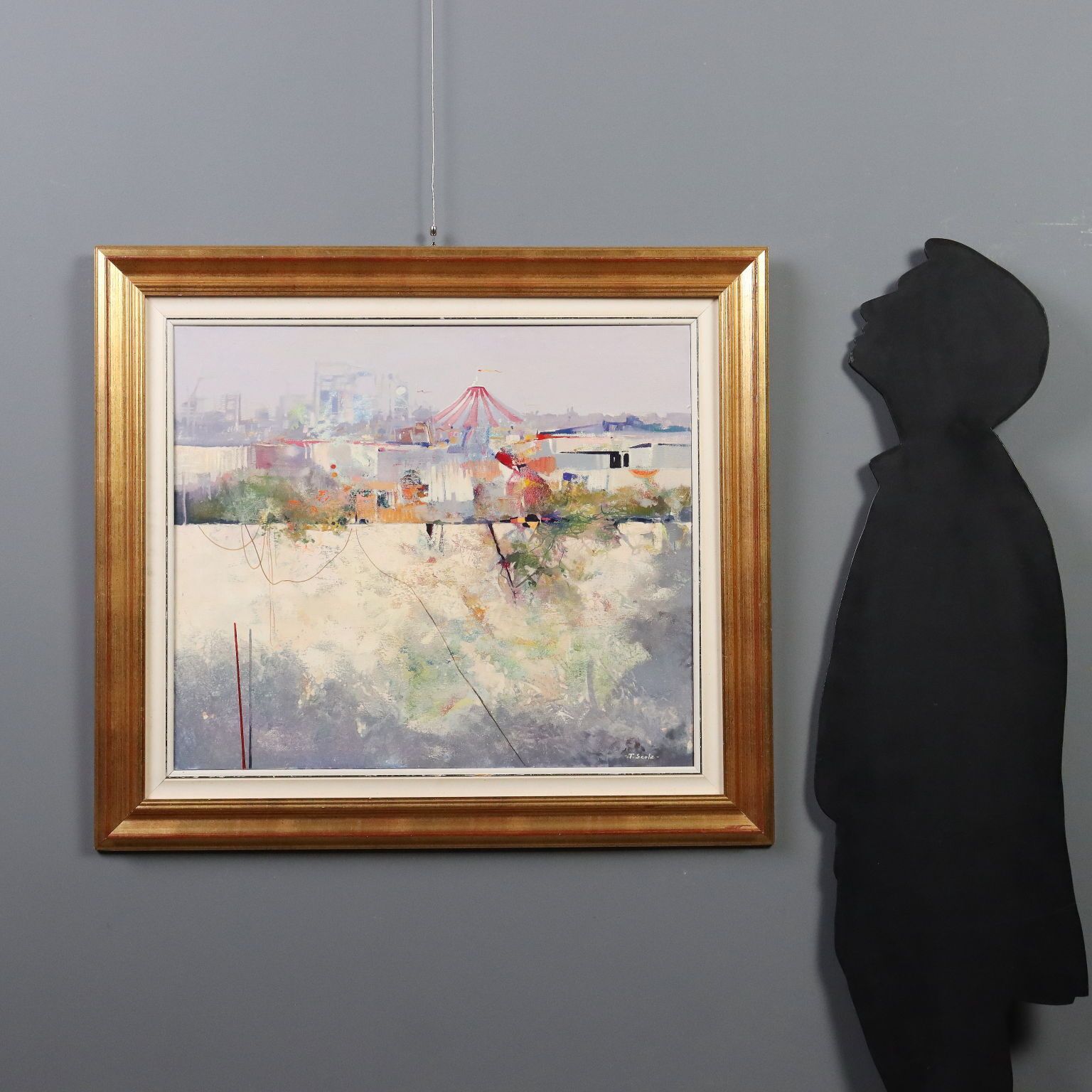 Contemporary Artwork Temistocle Scola Oil On Canvas XX Century photo furniture