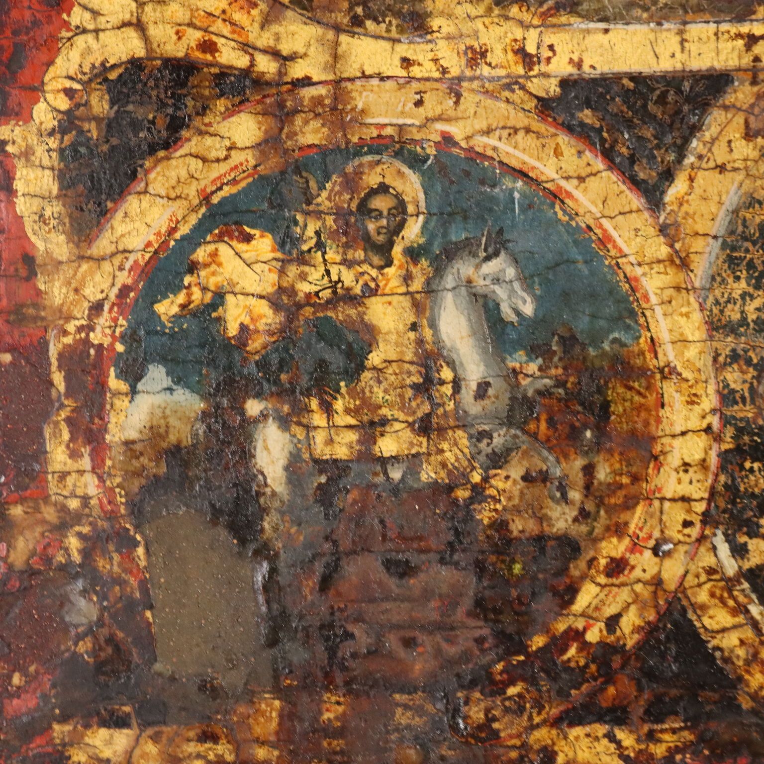 Antique Icon Jesus And Virgin Mary Tempera On Board XVIII Century photo buy