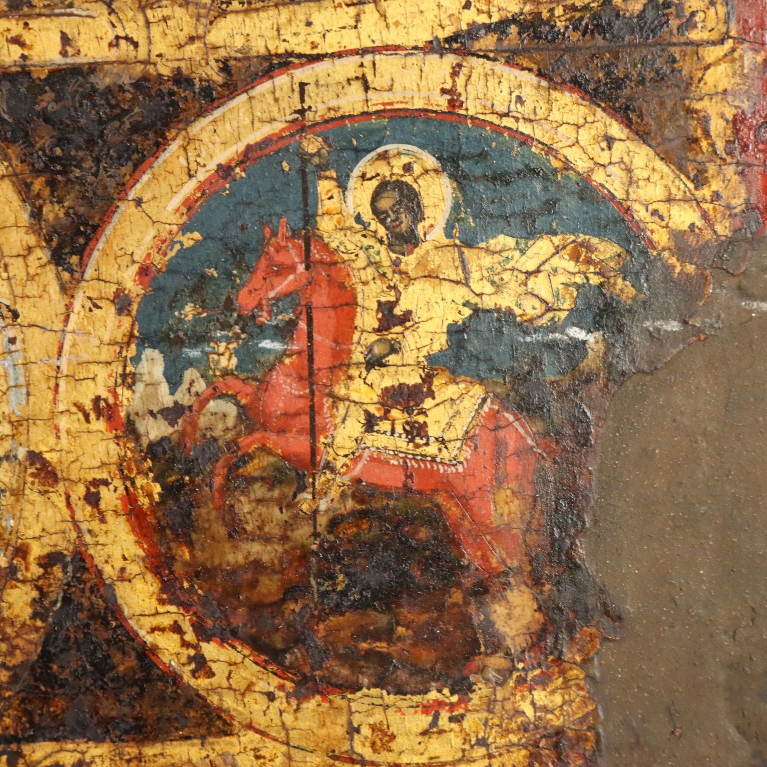 photo furniture Antique Icon Jesus And Virgin Mary Tempera On Board XVIII Century
