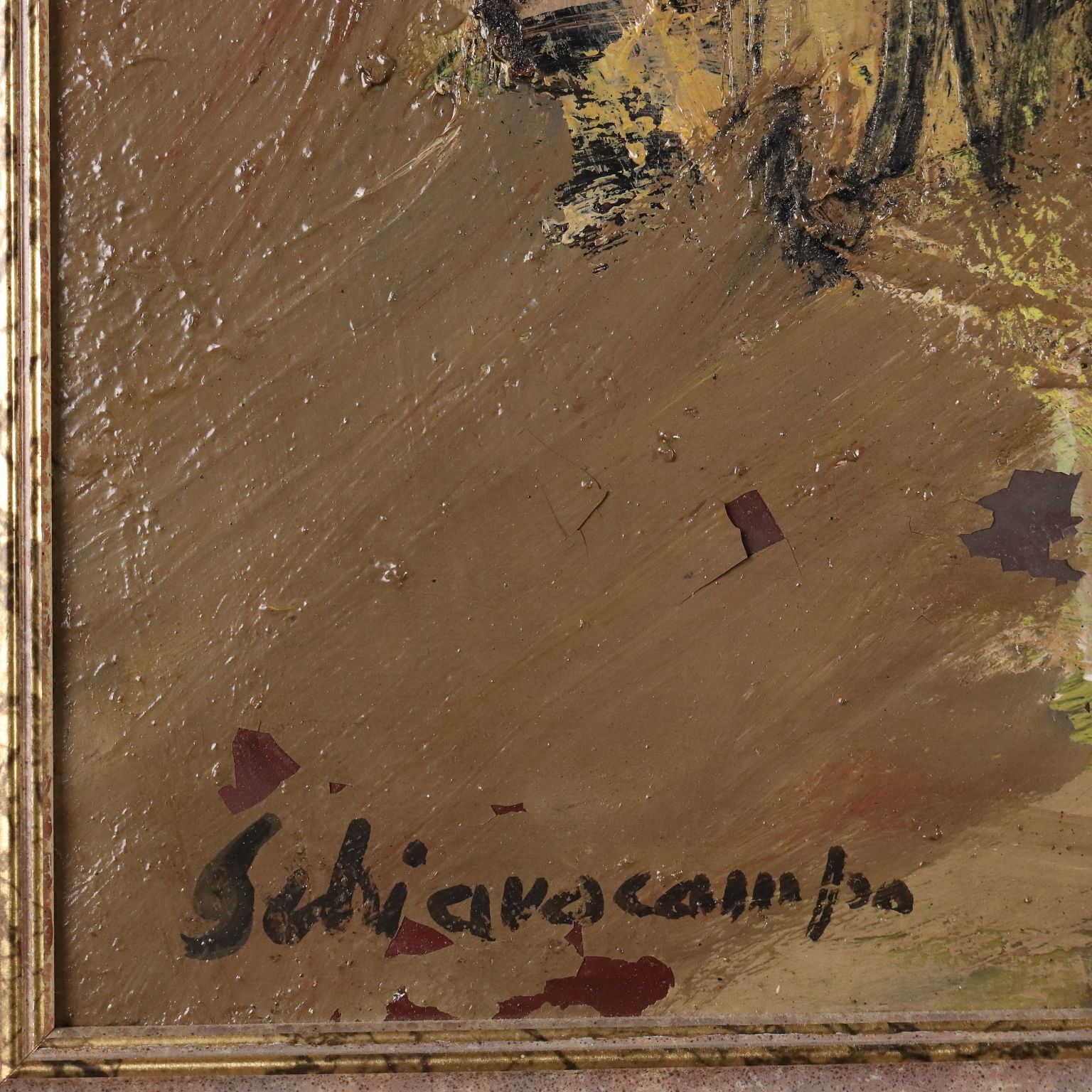 Peinture contemporaine signée Paolo Schiavocampo, Figures, Italie, 1960 photo vintage