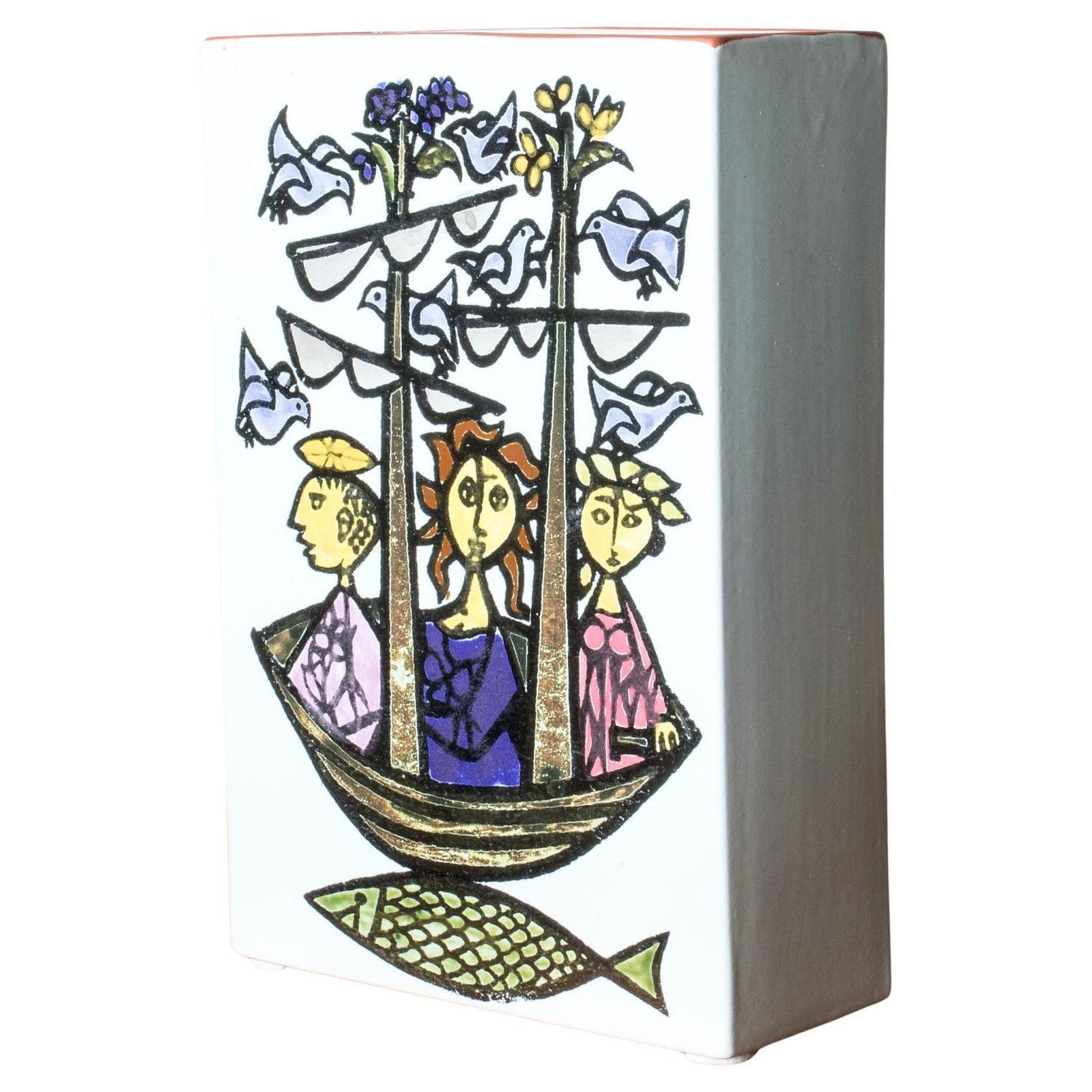 "Karneval" Faience Vase By Stig Lindberg, Gustavsberg, Sweden, 1950s