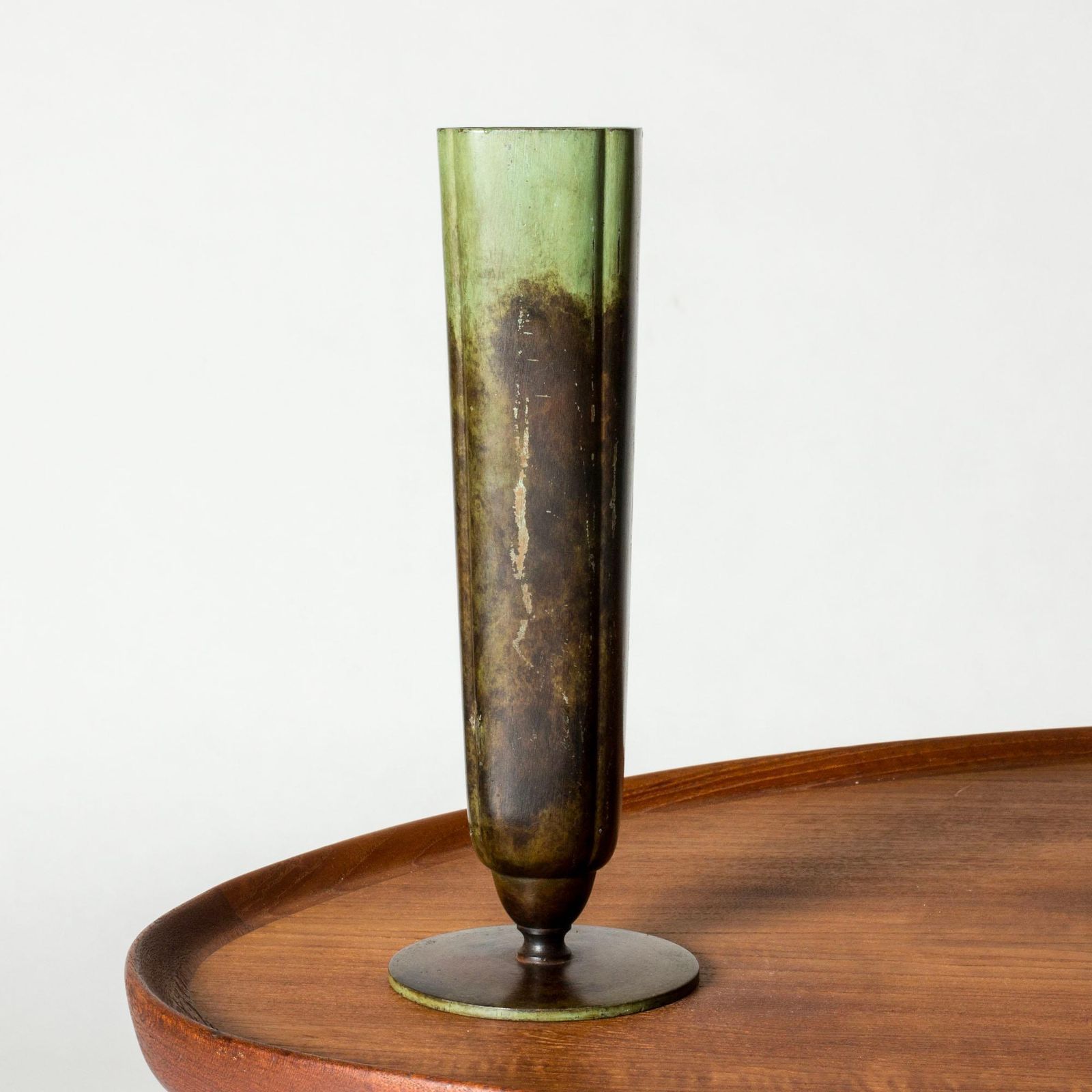 Vintage Mid Century Patinated Bronze Vase, Gab, Sweden, 1930s photo for sale