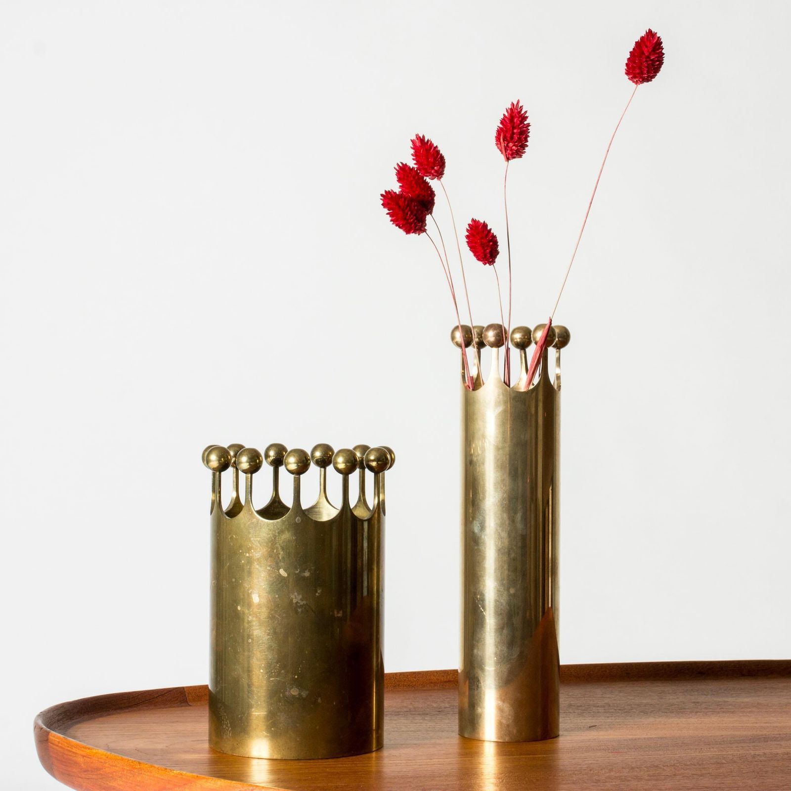 Vase moderniste en laiton par Pierre Forssell pour Skultuna, Suède photo vintage