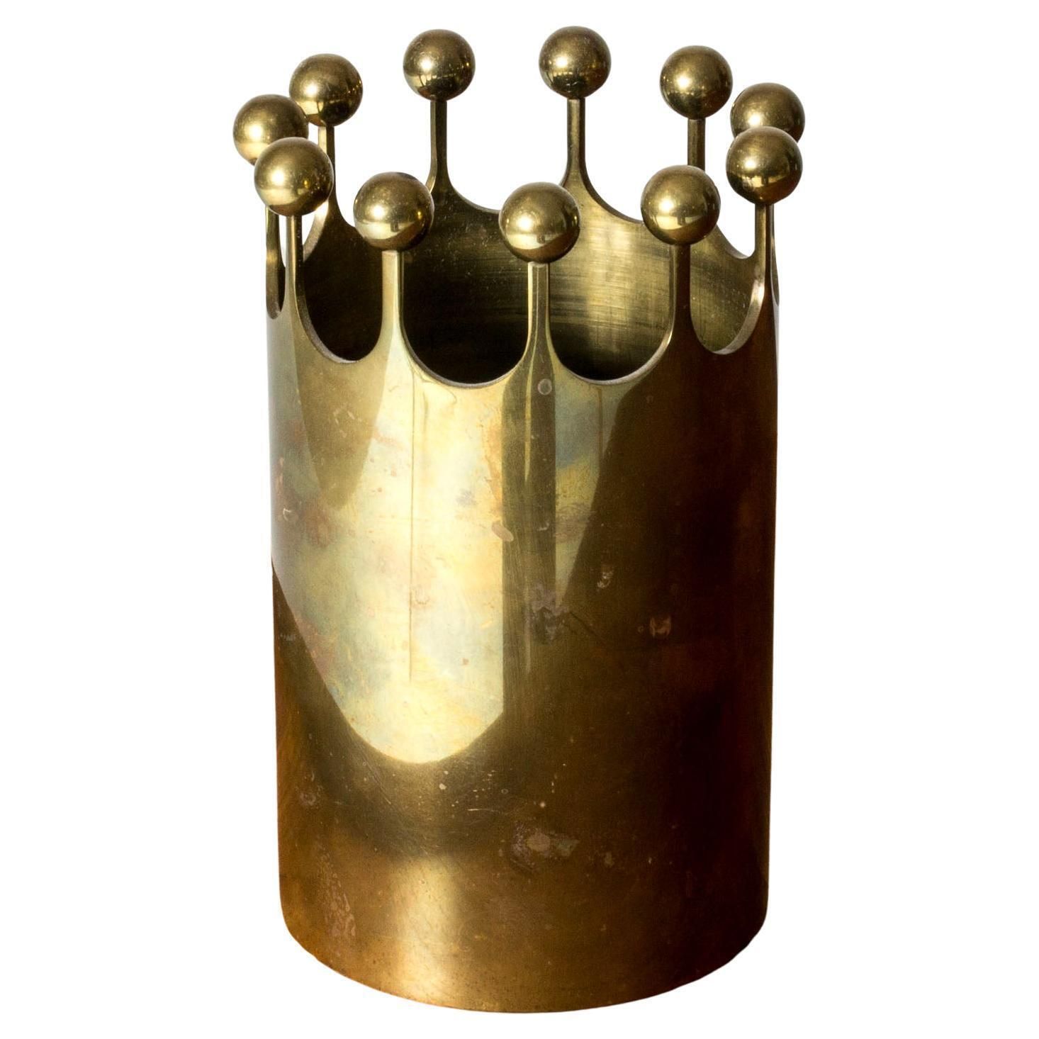 Vase moderniste en laiton par Pierre Forssell pour Skultuna, Suède
