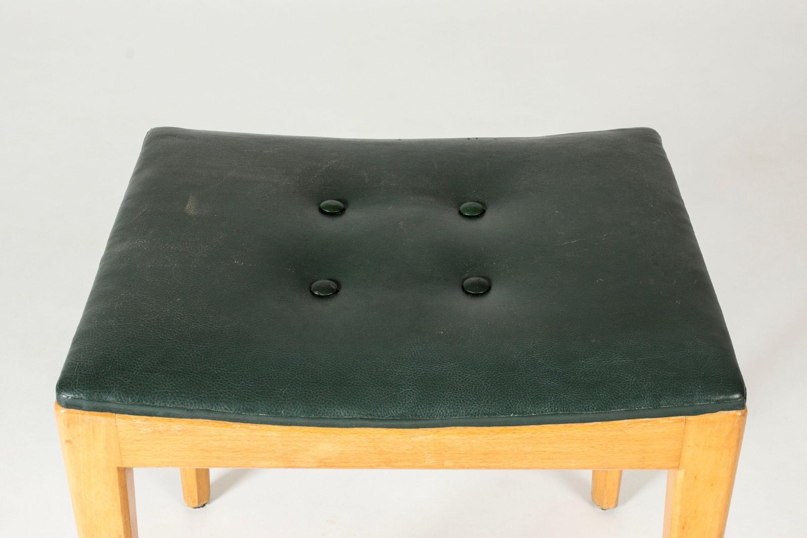 Tabouret mid-century modern en cuir vert, Axel Larsson, Suède, années 1950 photo for sale