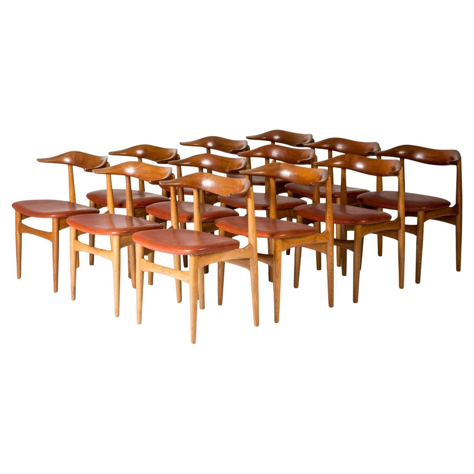 12 chaises de salle à manger « Cowhorn » par Knud Færch pour Slagelse Møbelværk, Danemark, années 1950
