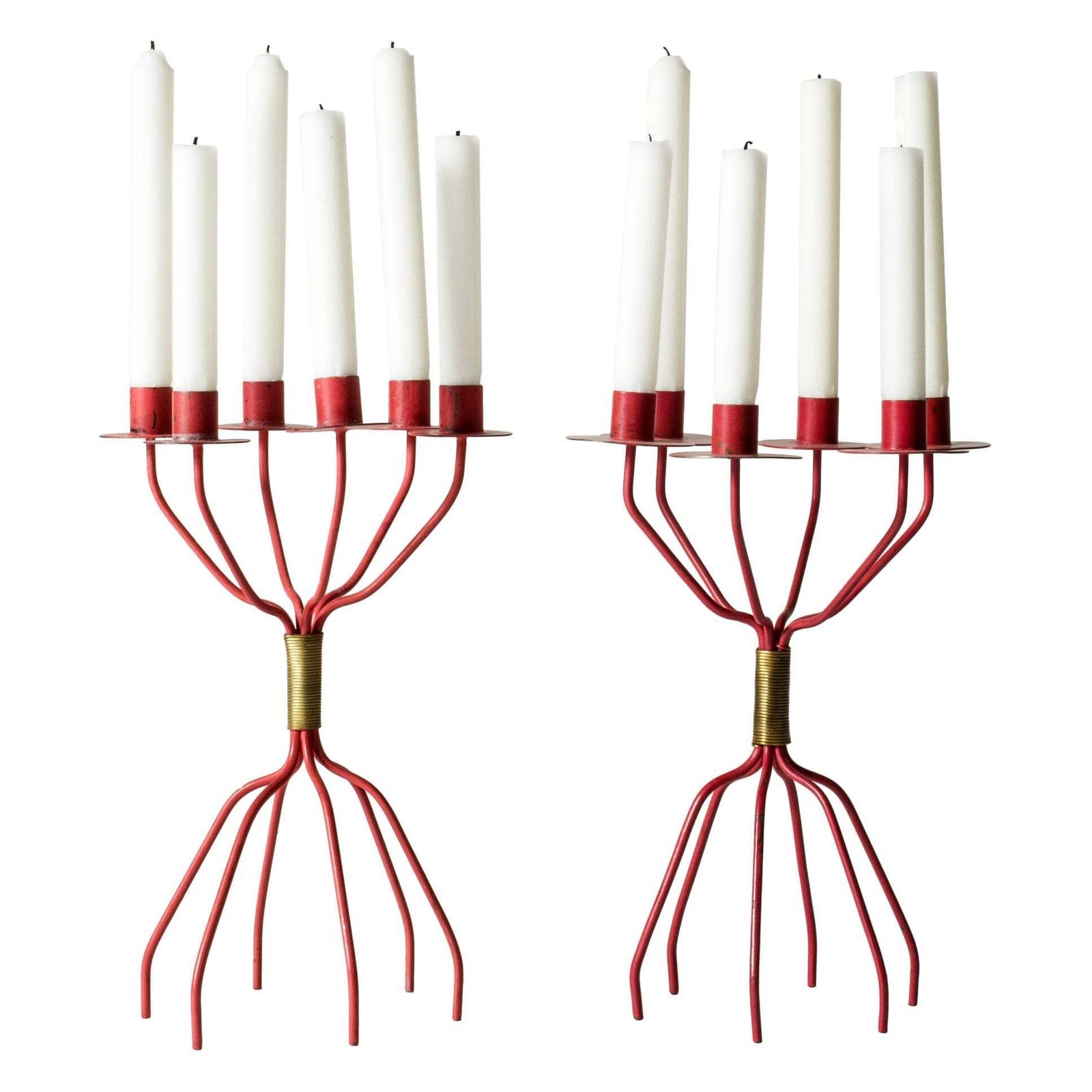 Rare Scandinavian Modern Metal Candelabras By Hans Agne Jakobsson, 1950s