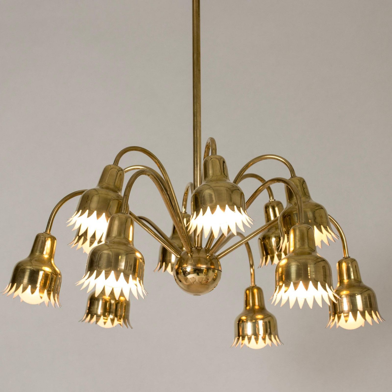 Scandinavische mid-century messing hanglamp, Hans Bergström, Zweden, jaren 1940 photo furniture