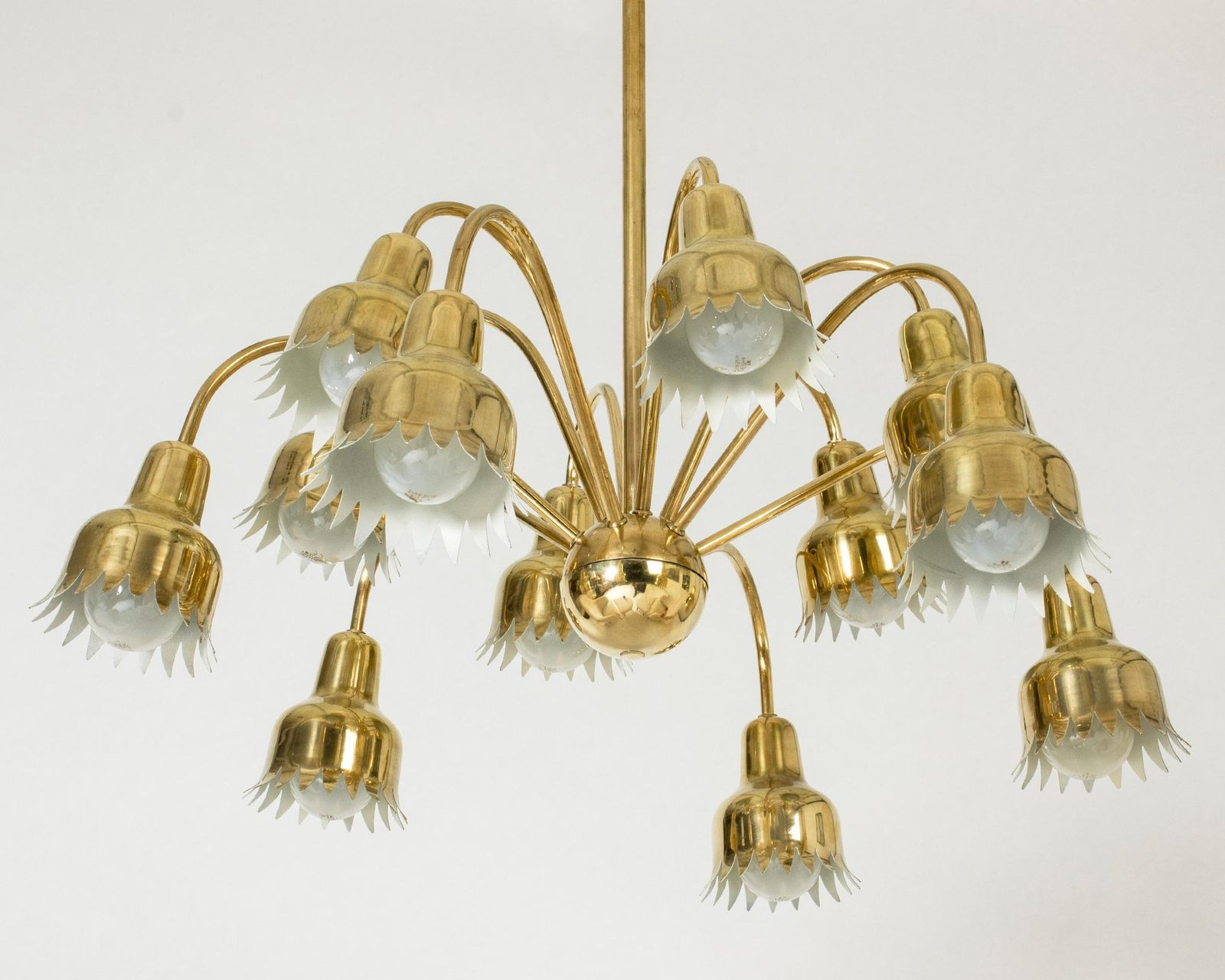 Lustre scandinave Mid-Century en laiton, Hans Bergström, Suède, années 1940 photo buy