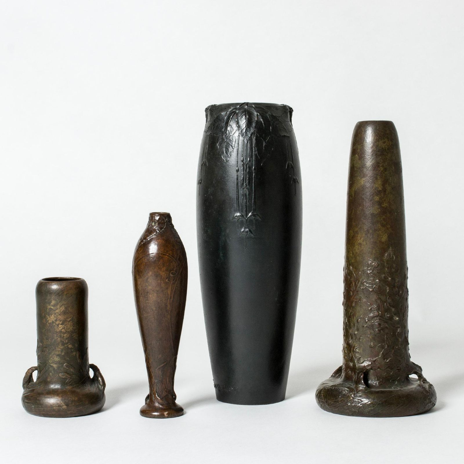 Art Noveau Bronze Vase By Hugo Elmqvist, Sweden, Ca 1900 photo vintage