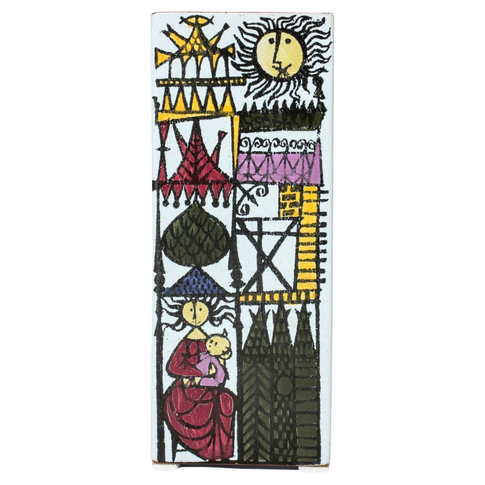 Vase en faïence « Karneval » par Stig Lindberg, Gustavsberg, Suède, années 1950