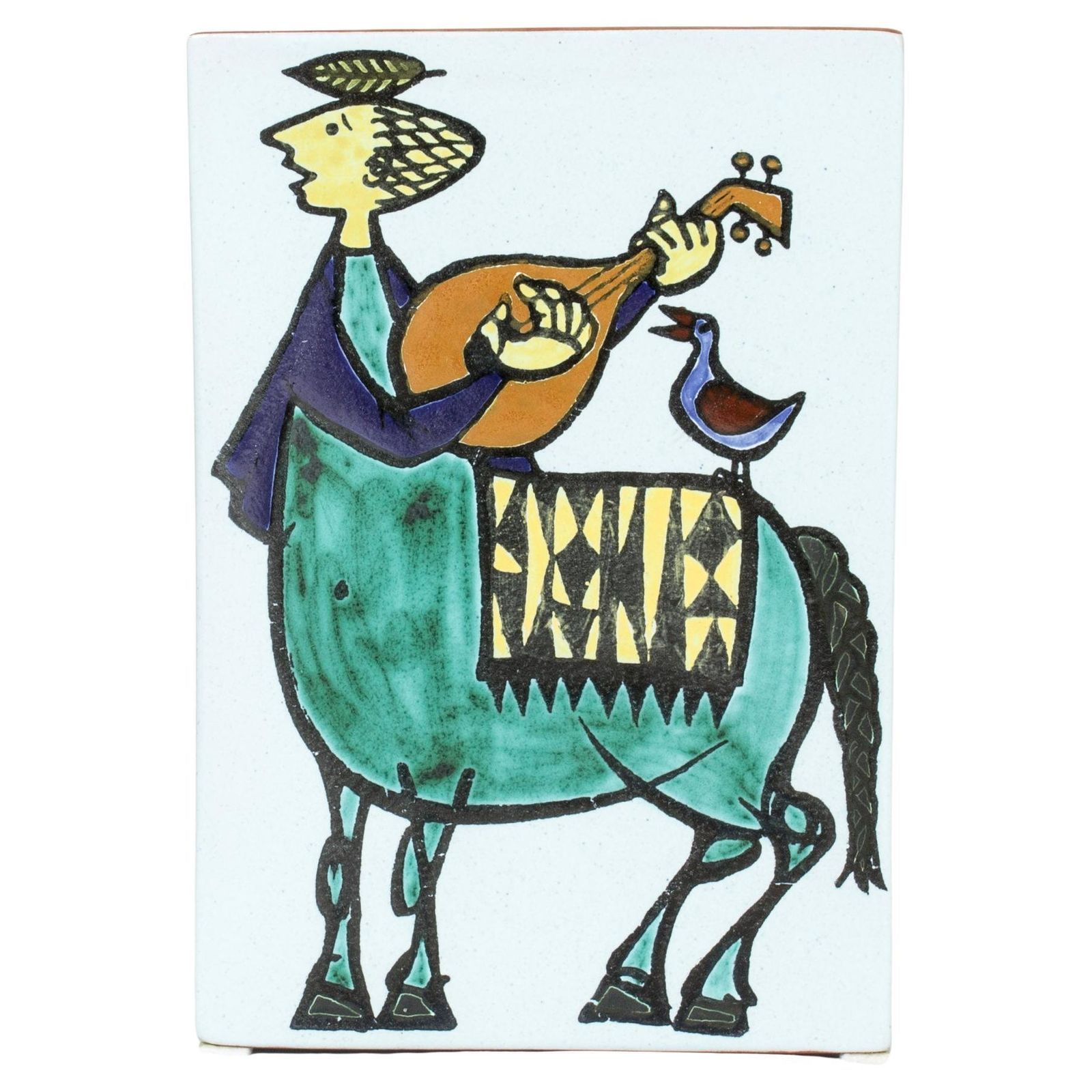 Vase en faïence « Karneval » scandinave, Stig Lindberg, Gustavsberg, Suède, années 1950