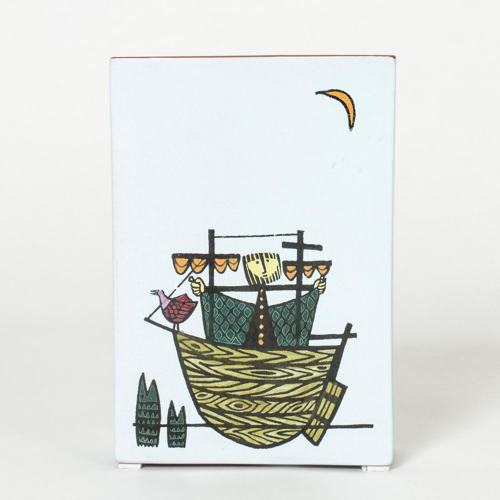 Scandinavian "Karneval" Faience Vase, Stig Lindberg, Gustavsberg, Sweden, 1950s photo for sale