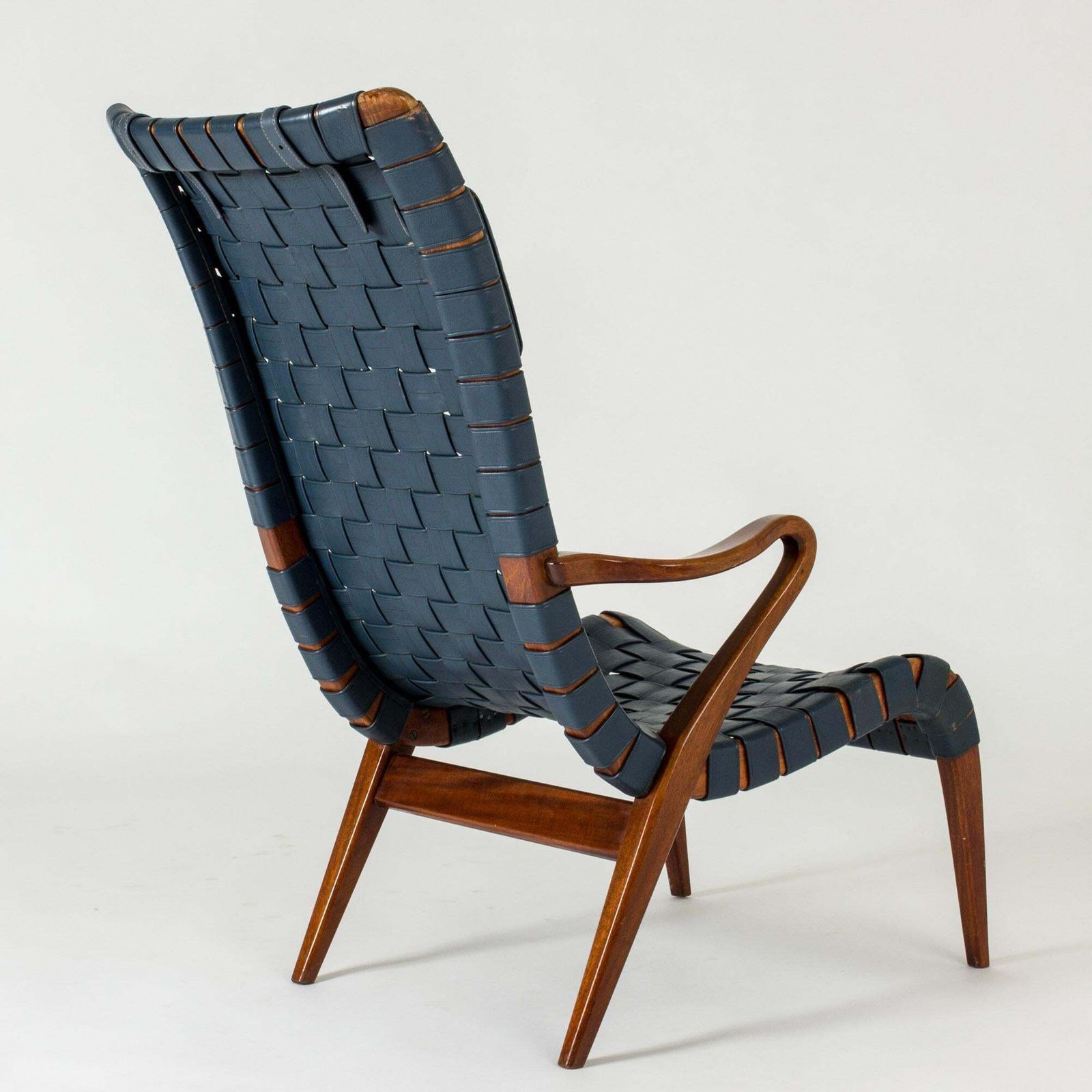 Fauteuil lounge scandinave et repose-pieds par Axel Larsson, Suède, années 1950 photo Mobilier