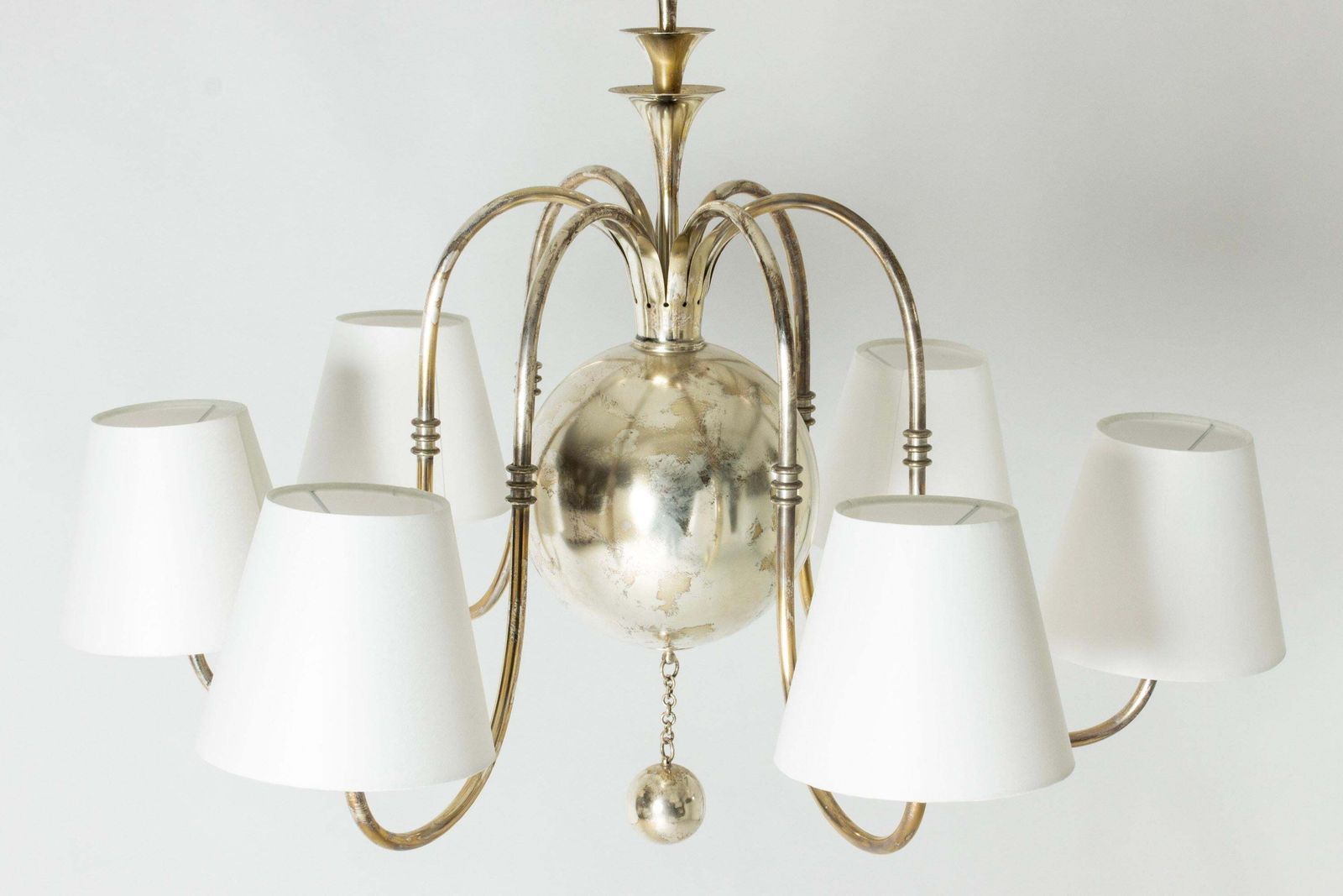 Scandinavian Modern Silver Plate Chandelier By Elis Bergh, C. G. Hallberg, 1920s photo for sale