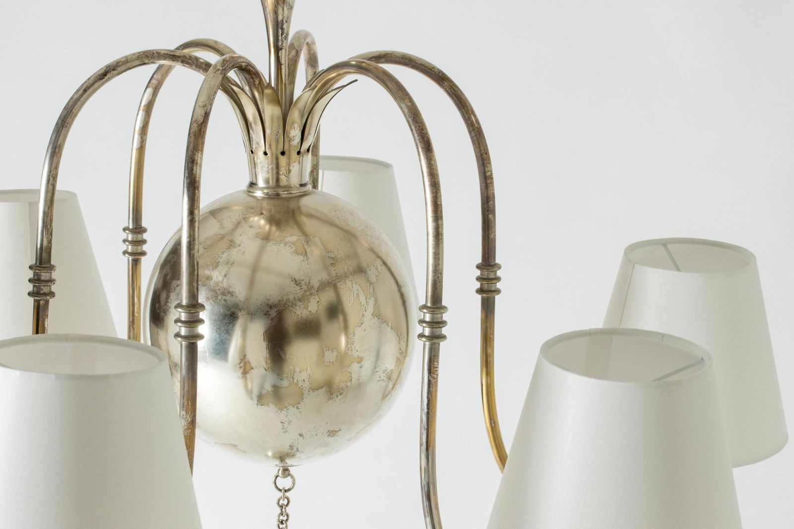 Scandinavian Modern Silver Plate Chandelier By Elis Bergh, C. G. Hallberg, 1920s photo Lighting