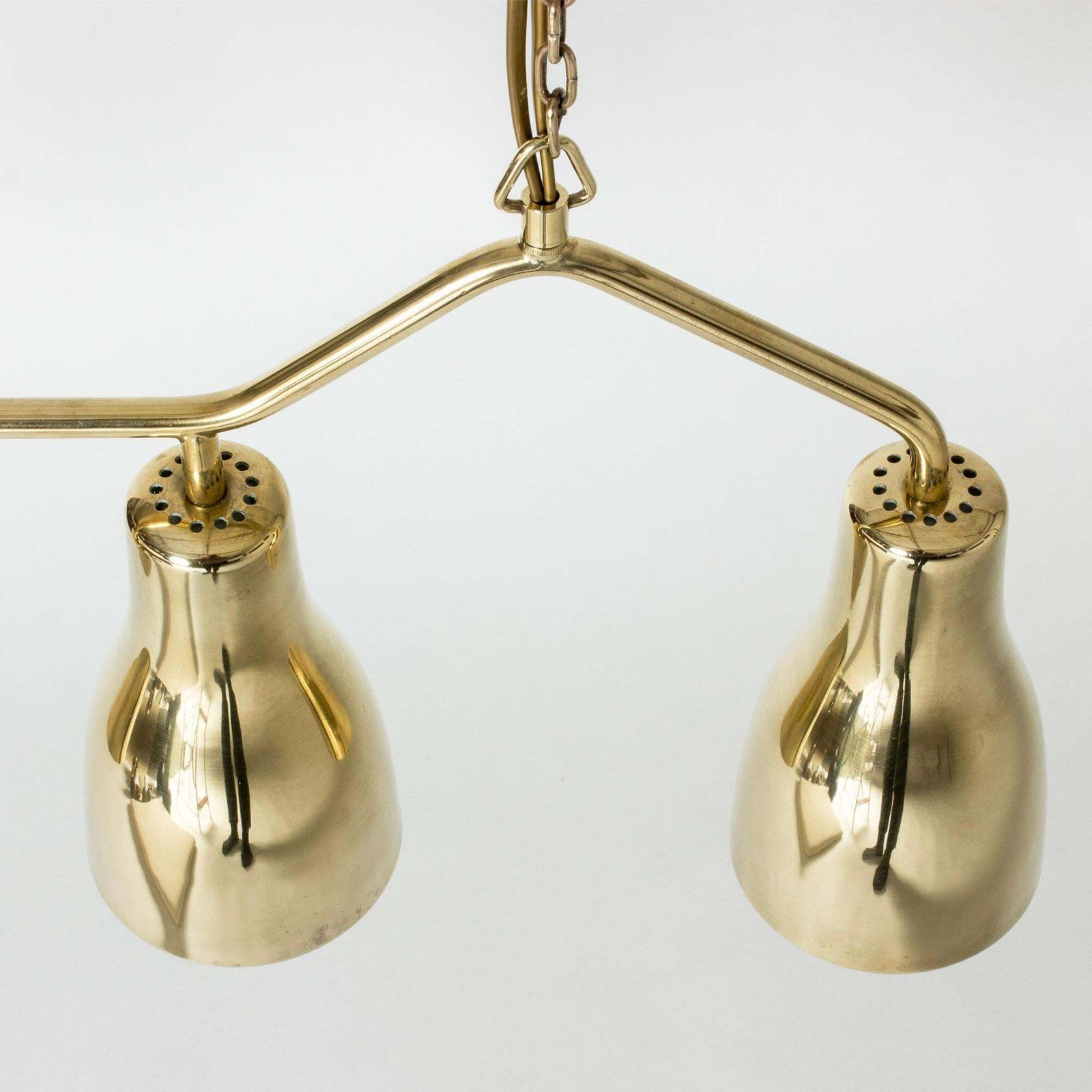 photo furniture Mid-Century Modern Messing Hanglamp van Hans Bergström, Zweden, jaren 1950