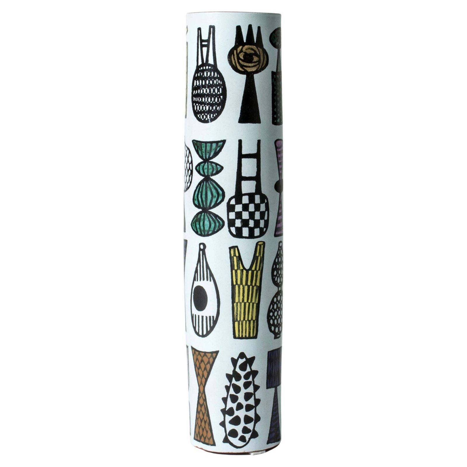 Faience "Karneval" vaas van Stig Lindberg
