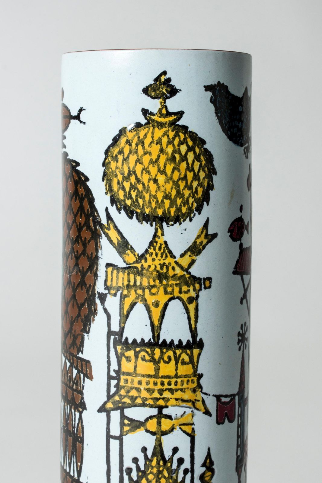 Stig Lindberg Faience Karneval Vase, Scandinavian Modern, 1950s photo vinterior