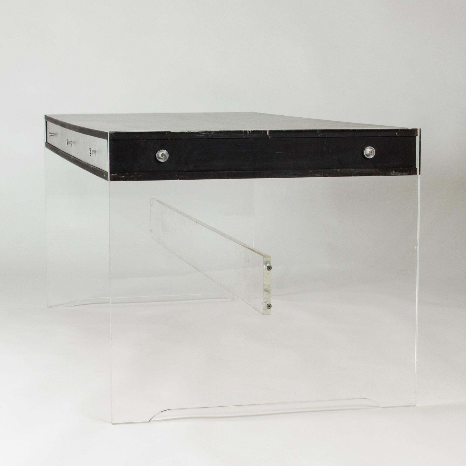 Bureau en plexiglas par Poul Nørreklit, Danemark, années 1970 photo furniture