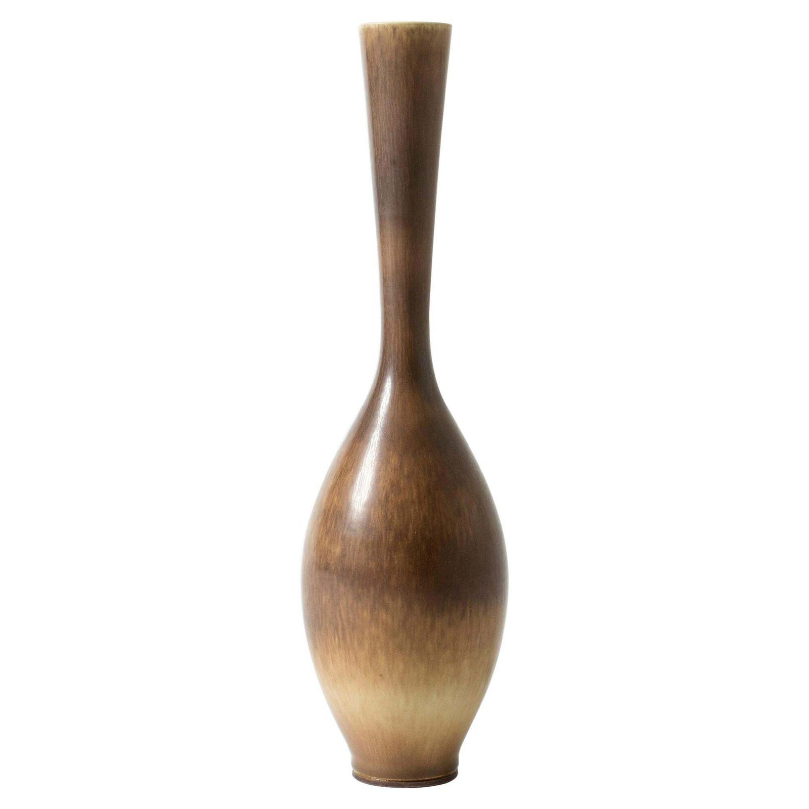 Brown Hare's Fur Stoneware Vase By Berndt Friberg For Gustavsberg, Sweden, 1956