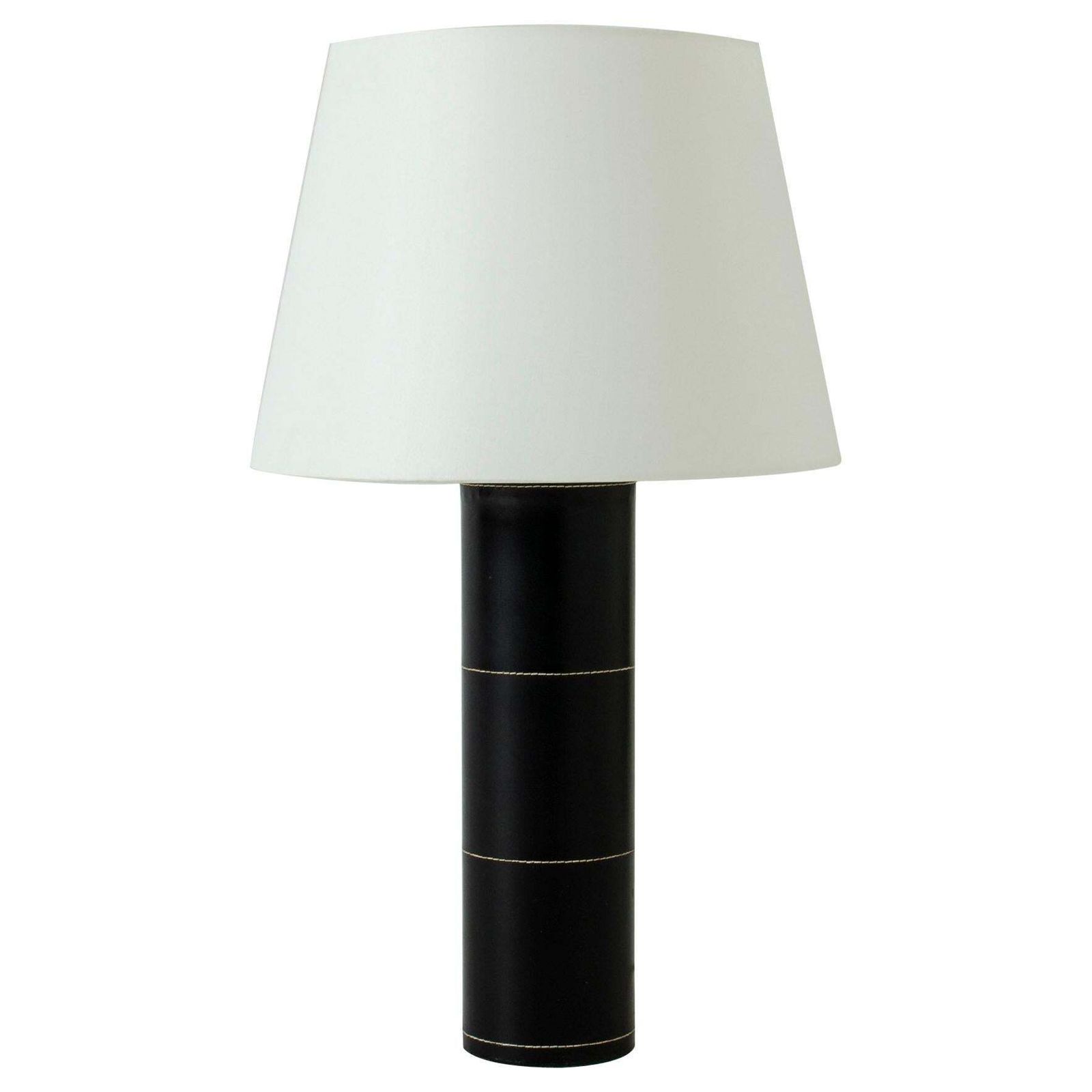 Lampe de table mid-century en cuir noir, Bergboms