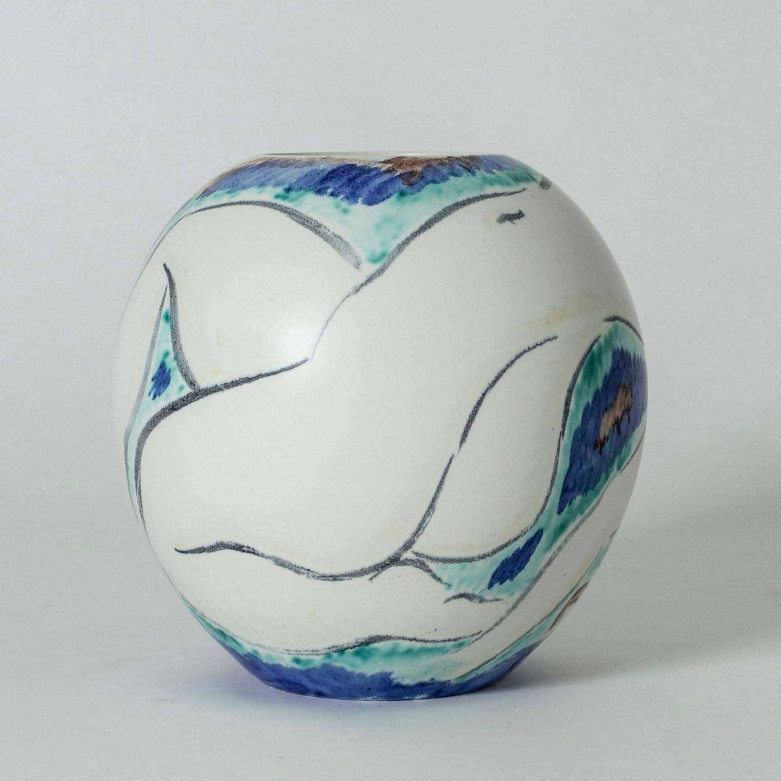 Vase en grès Scandinavian Modern par Isaac Grünewald, Suède, années 1940 photo furniture
