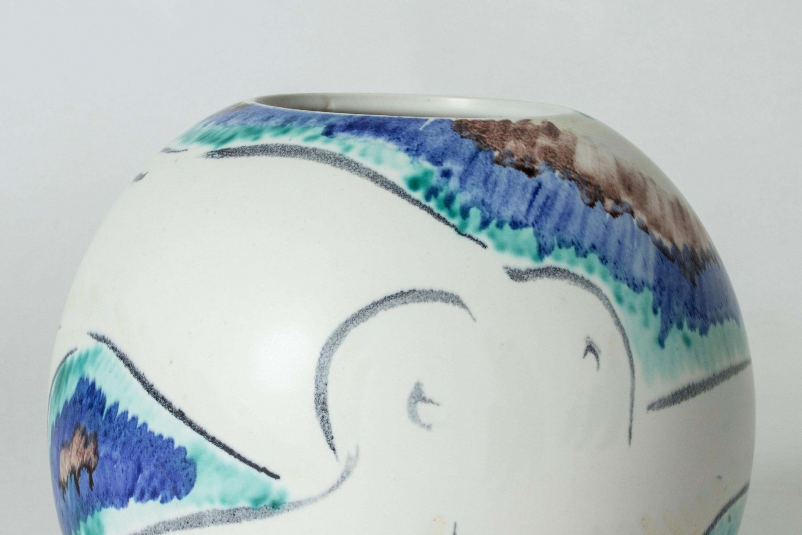 Scandinavian Modern Stoneware Vase By Isaac Grünewald, Sweden, 1940s photo vinterior