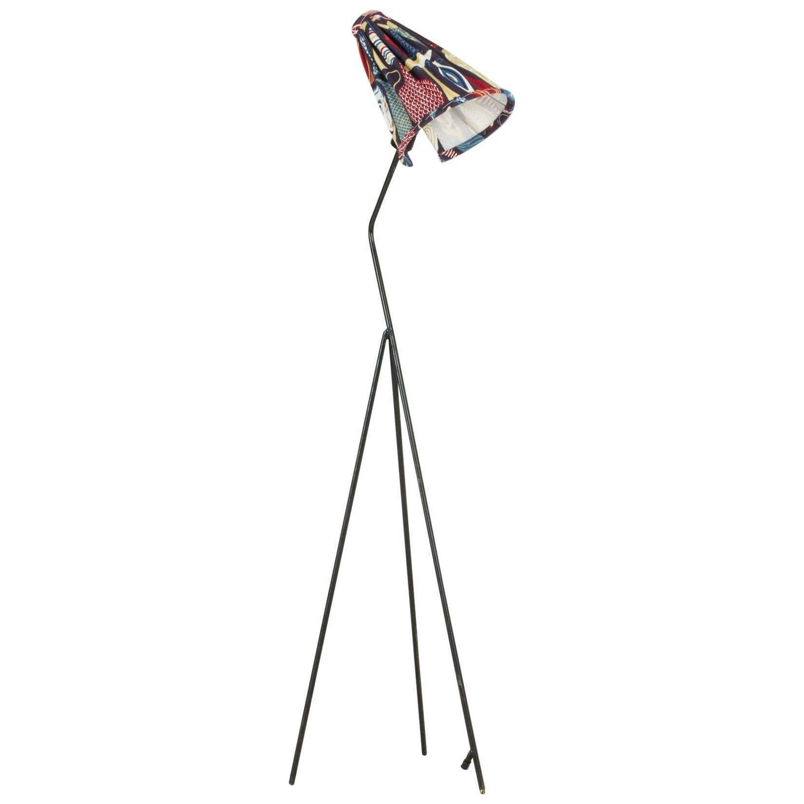 Lampadaire Giraffe en métal laqué noir et tissu, par Hans Bergström, années 1950