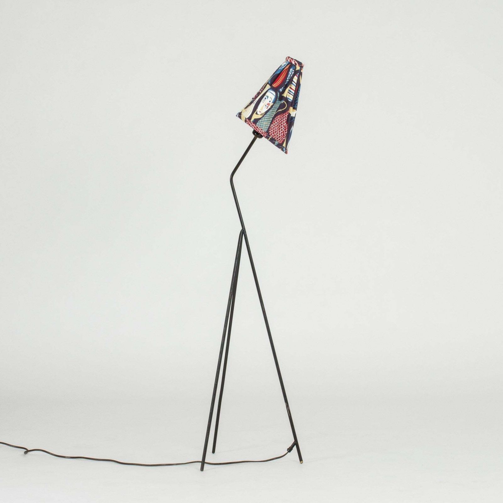 Giraffe Floor Lamp By Hans Bergström, Black Metal & Fabric, 1950s photo for sale