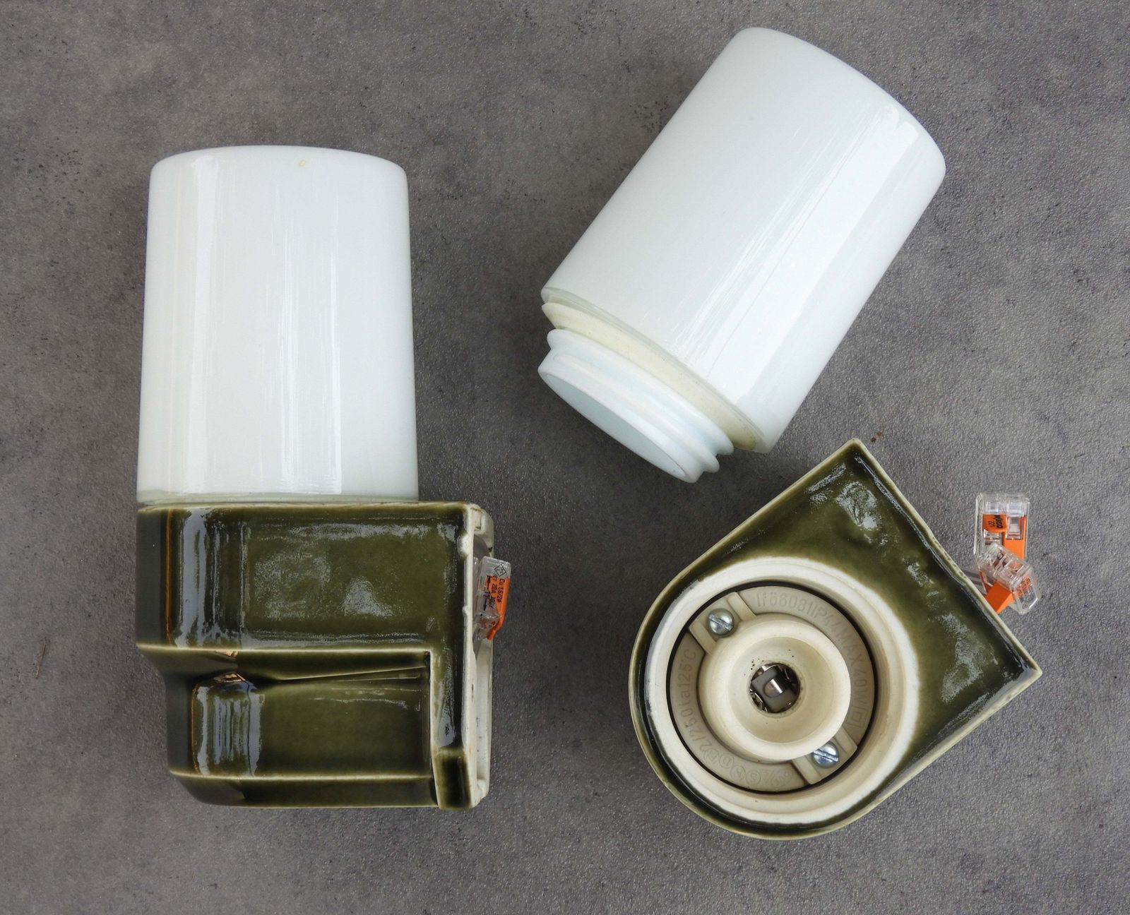Pair Of Swedish Mid Century Ifö 6081 Porcelain Wall Lights, C.1970s photo vintage