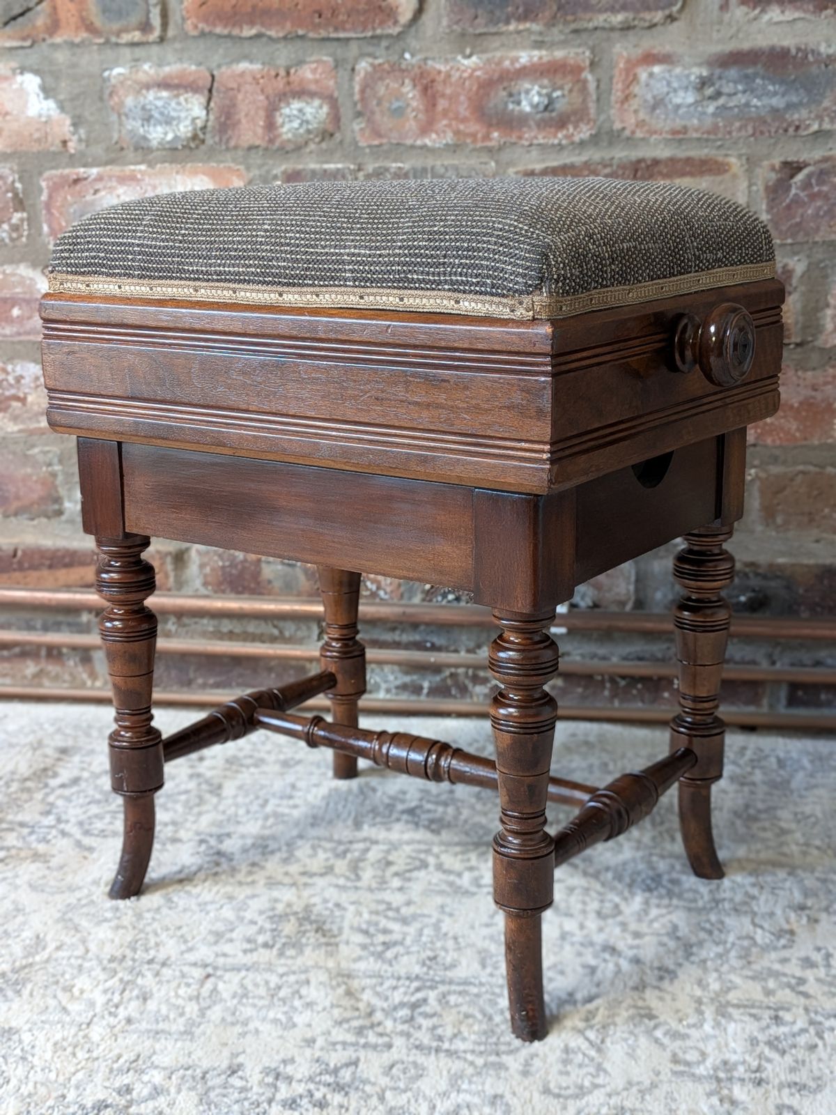 Victorian Mechanical Rise And Fall Piano Stool By Brooks Ltd