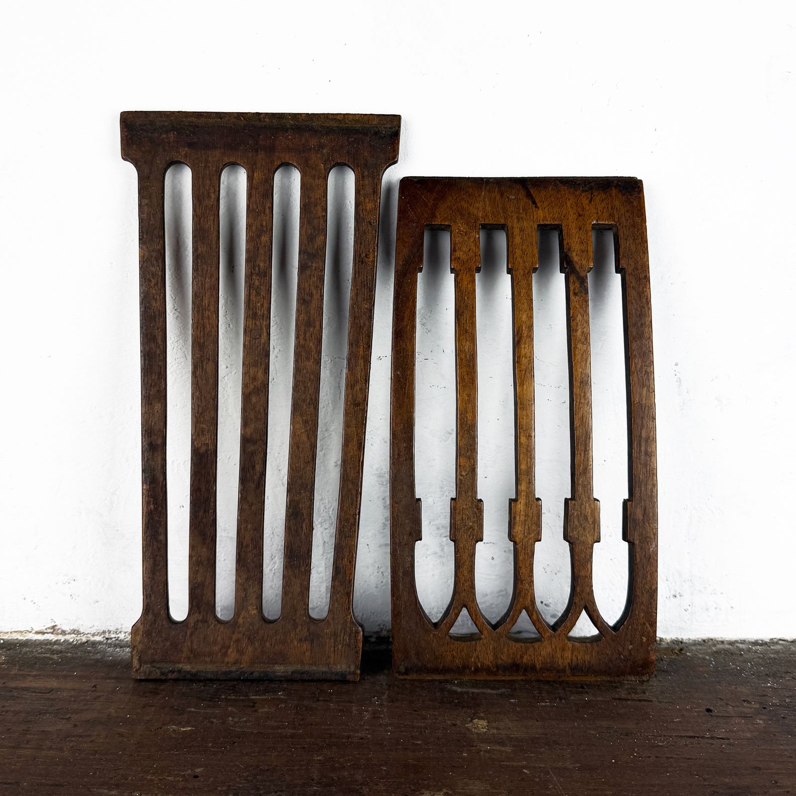 Set Of 2 Antique French Wooden Furniture Fragments, Architectural Salvage
