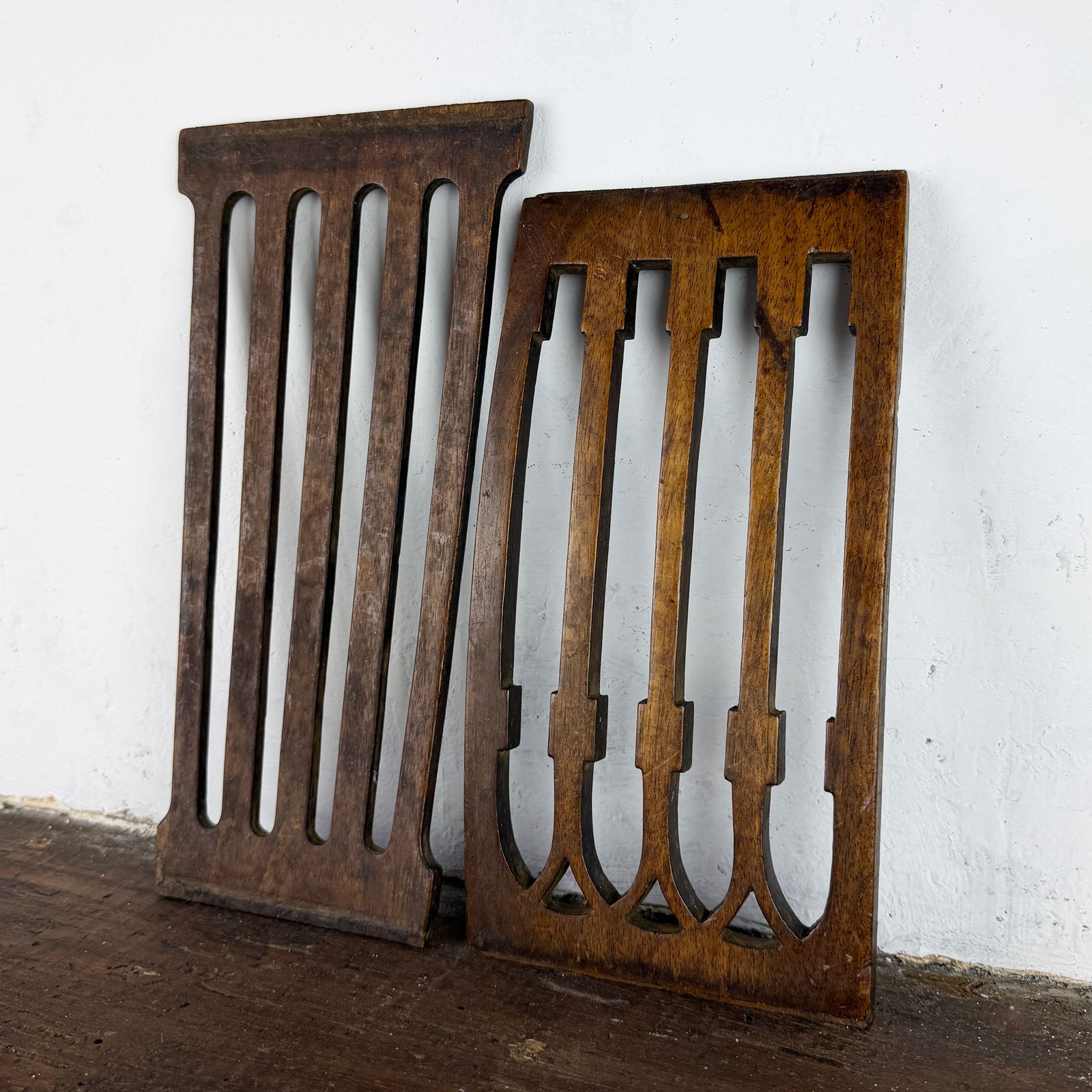 Set Of 2 Antique French Wooden Furniture Fragments, Architectural Salvage photo vinterior
