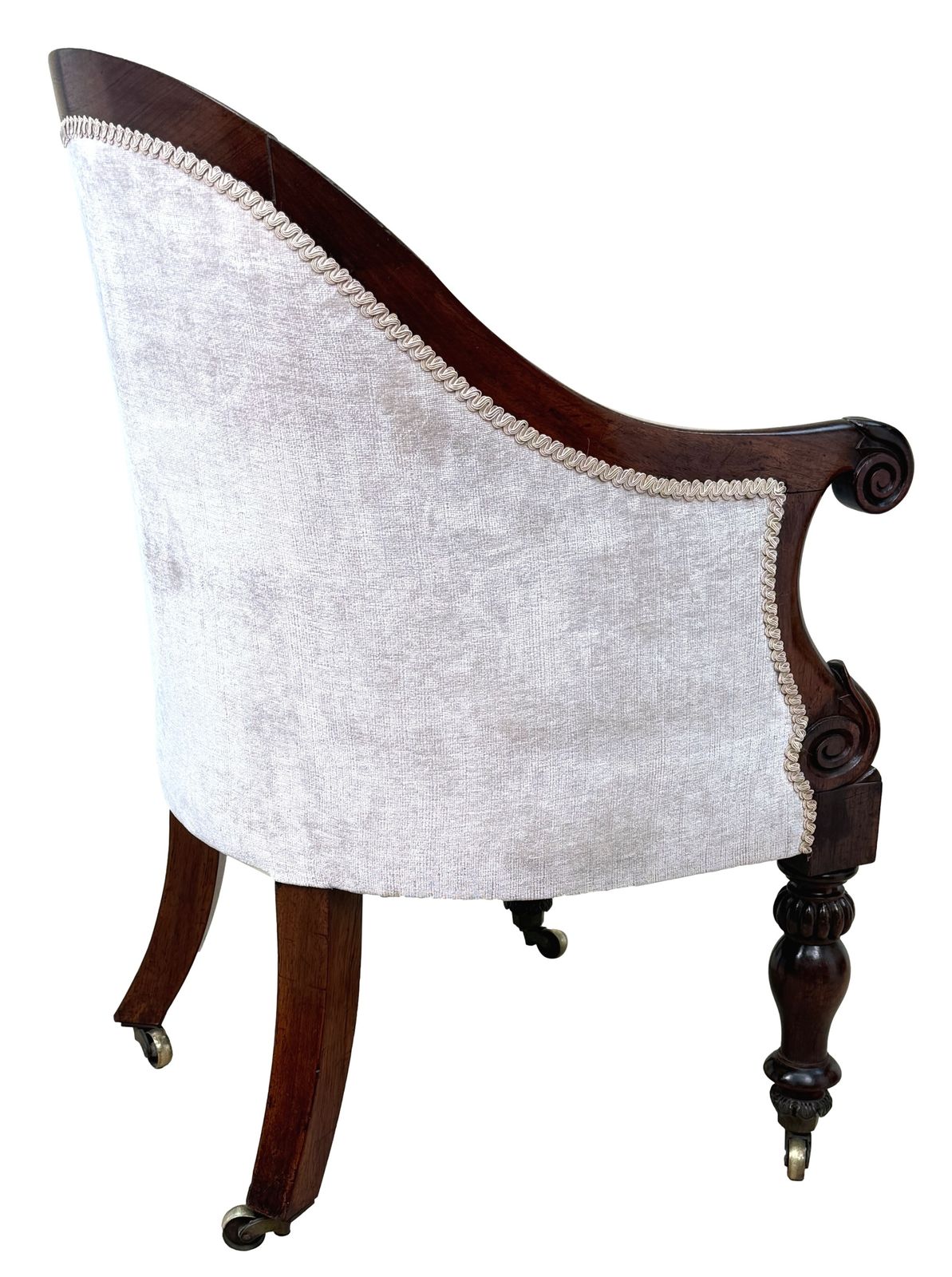 Fauteuil de bibliothèque en cuvette en palissandre, époque Regency anglaise, XIXe siècle (Angleterre, vers 1835) photo vintage