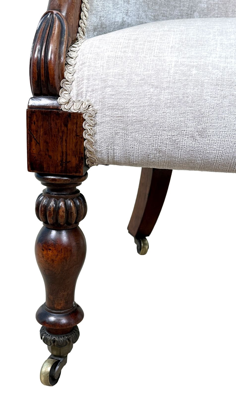 photo furniture Fauteuil de bibliothèque en cuvette en palissandre, époque Regency anglaise, XIXe siècle (Angleterre, vers 1835)