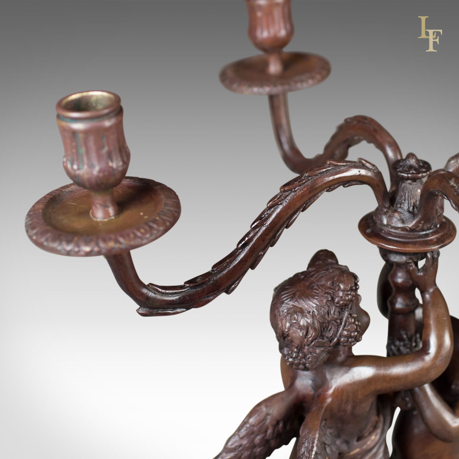 Bronze Girandole Candelabra, 4 Branch, Victorian Revival Candlestick photo for sale