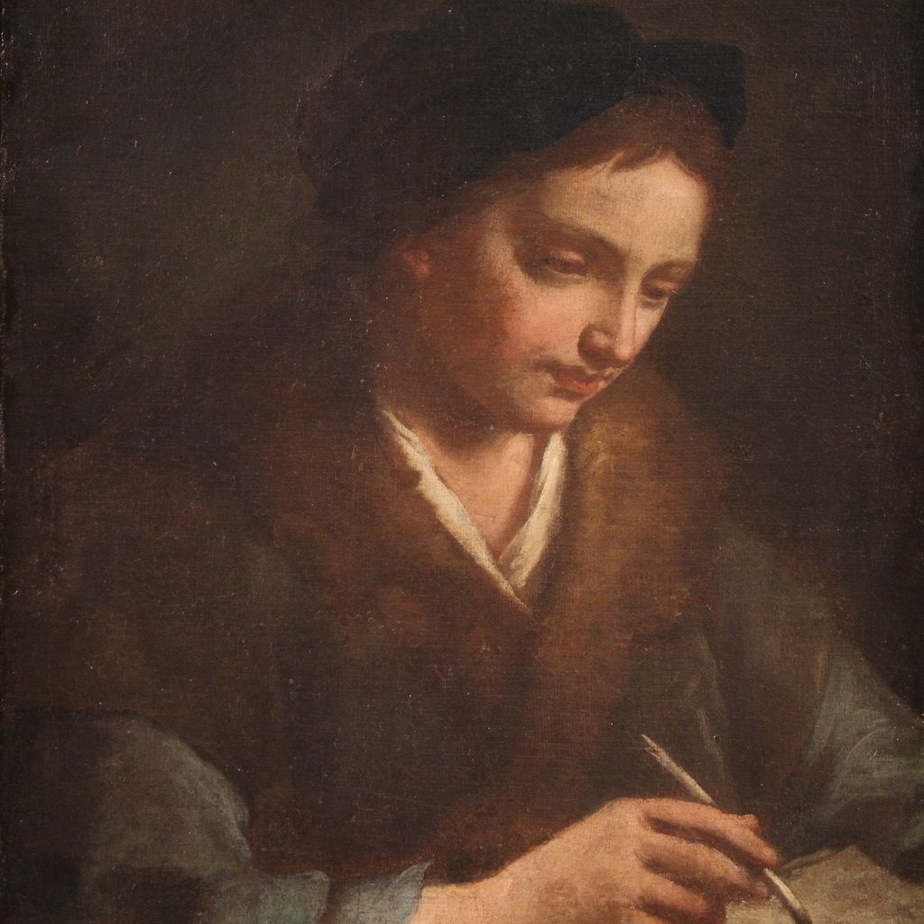 Antique Italian Portrait Painting From The 17th Century photo furniture