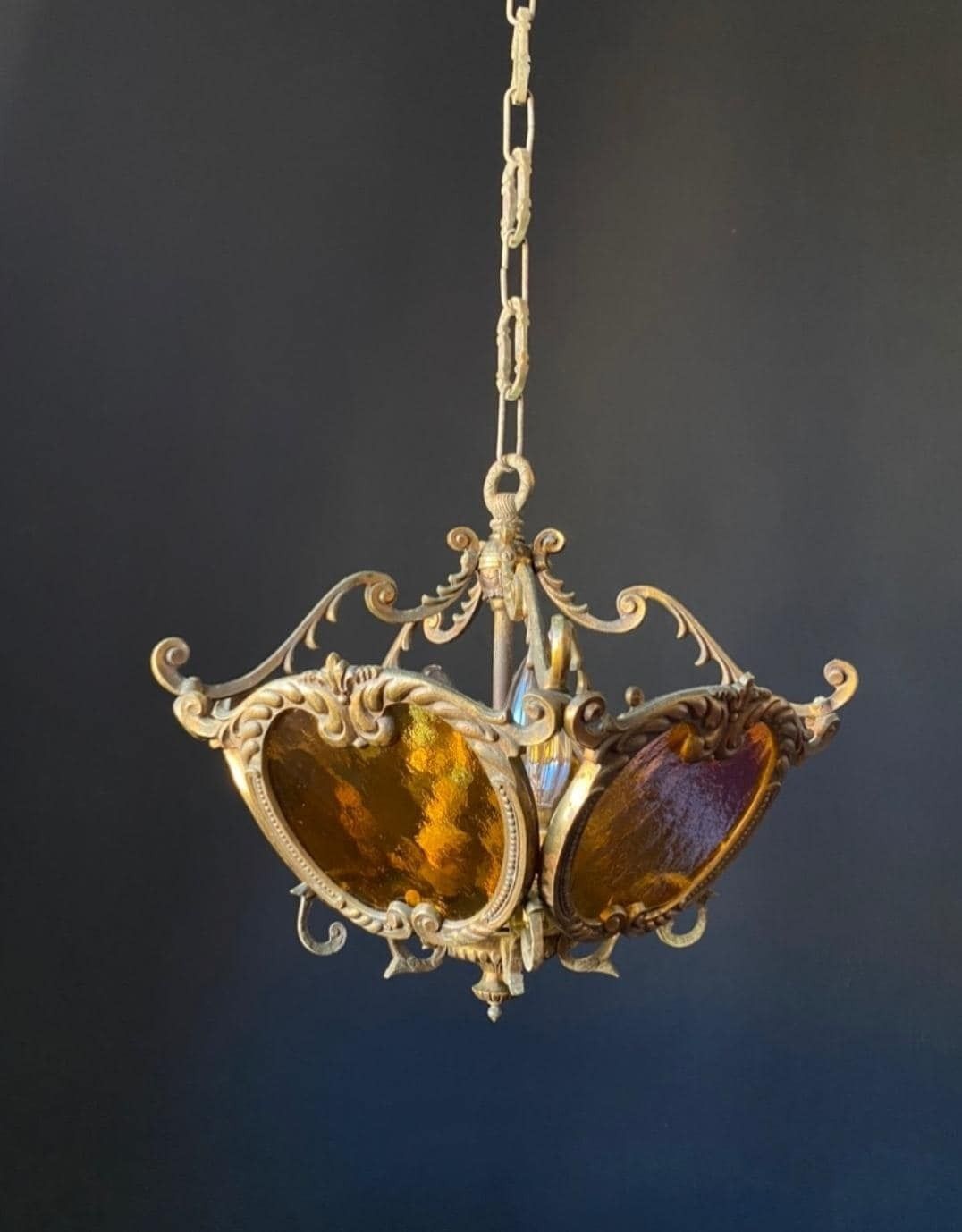 Antique Chandelier With Tea Glass photo Lighting