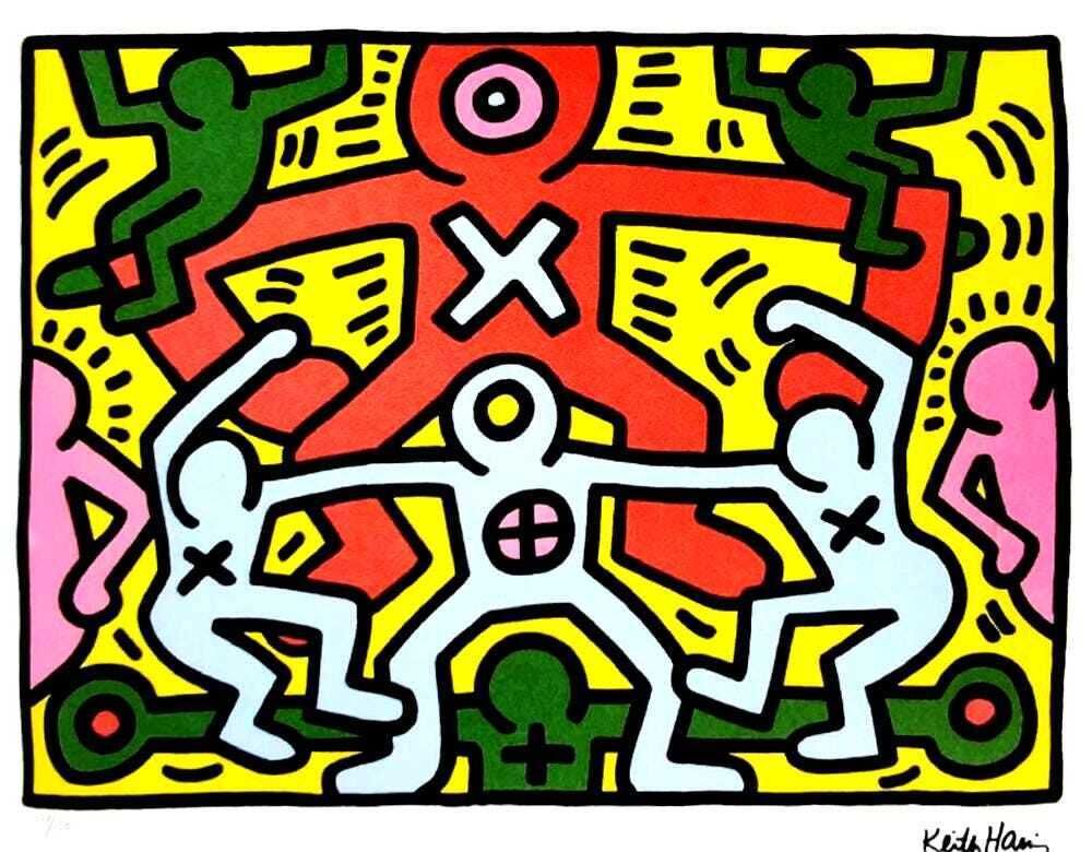 Lithographie en édition limitée Keith Haring, numérotée au crayon, années 1990. photo furniture