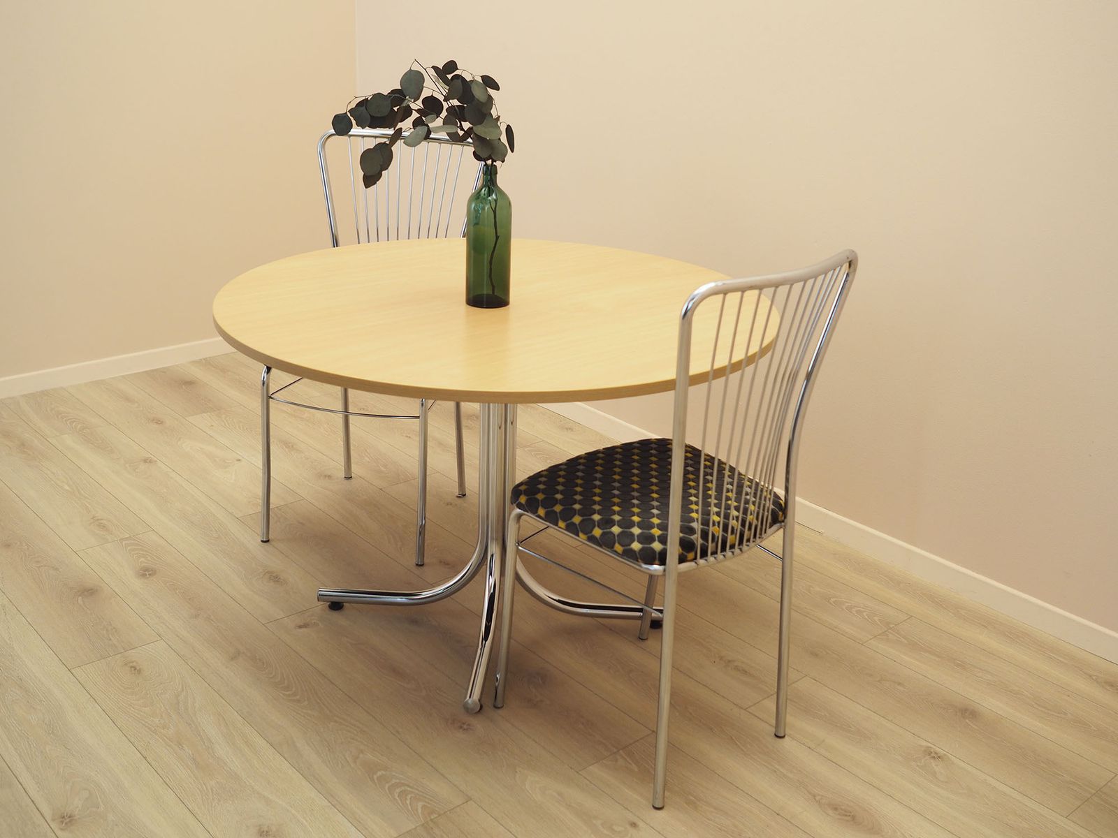 Italian Round Dining Table With Laminate Top On Chrome Base, 1980s photo 1149.0