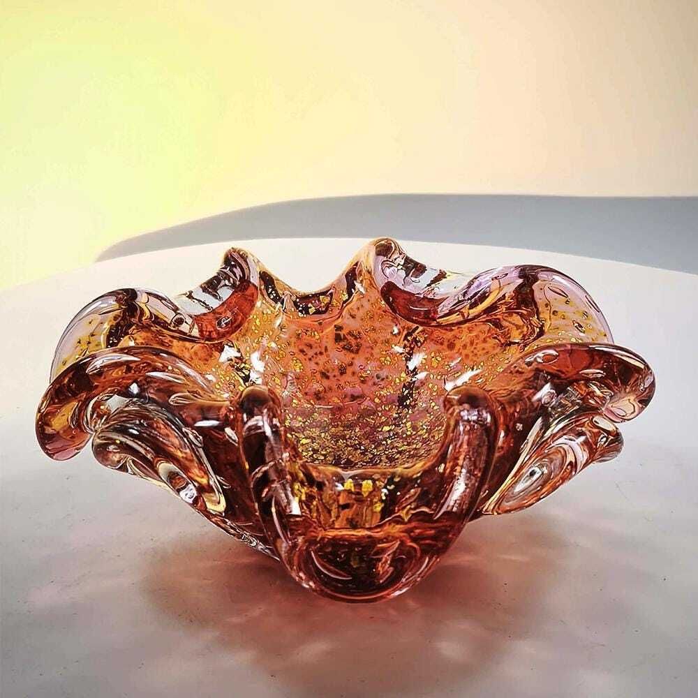 1950s Stunning Ashtray In Murano Glass With Gold Finishes, Made In Italy. photo furniture