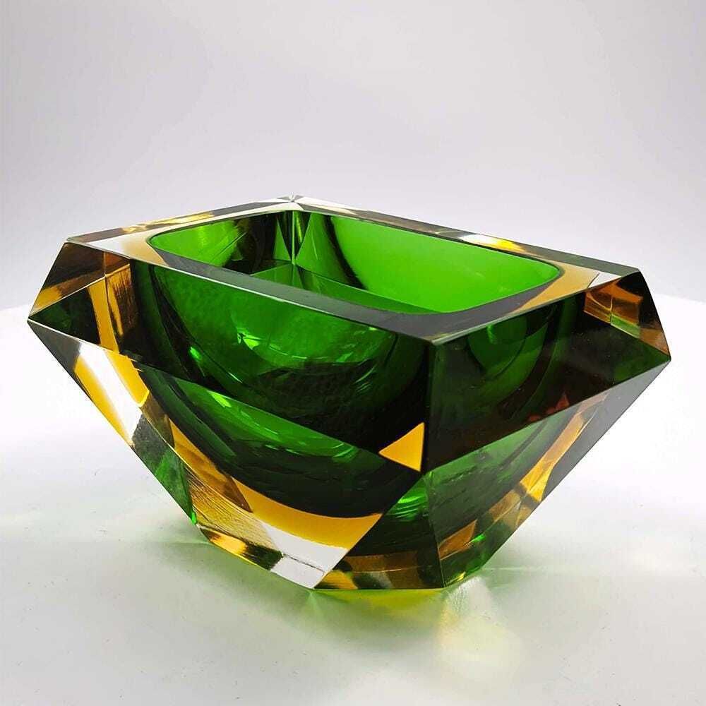 Rechthoekige veelzijdige asbak of opvangschaal in Murano-glas door Flavio Poli voor Seguso, jaren 1960. Made In Italy. photo furniture
