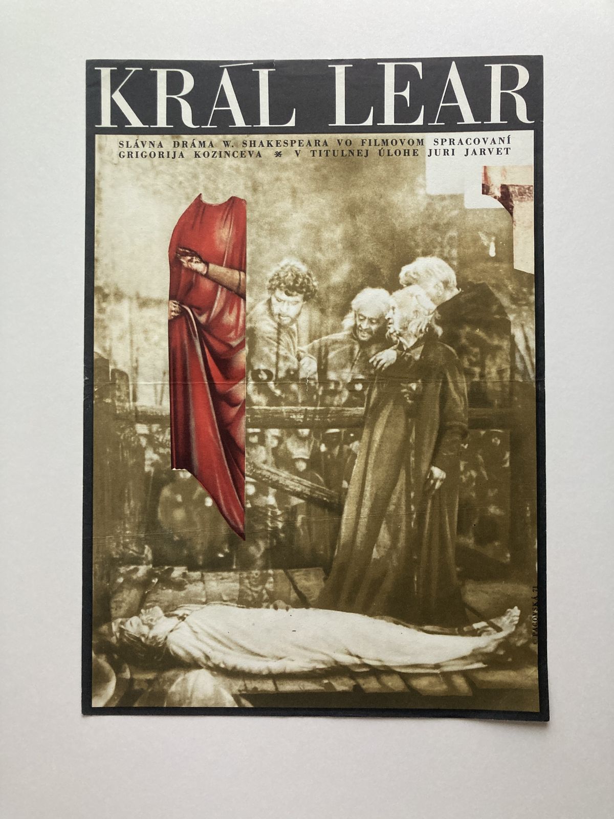 Original Film Poster, King Lear, Květa Pacovská, 1971, Genuine Vintage Czech Design