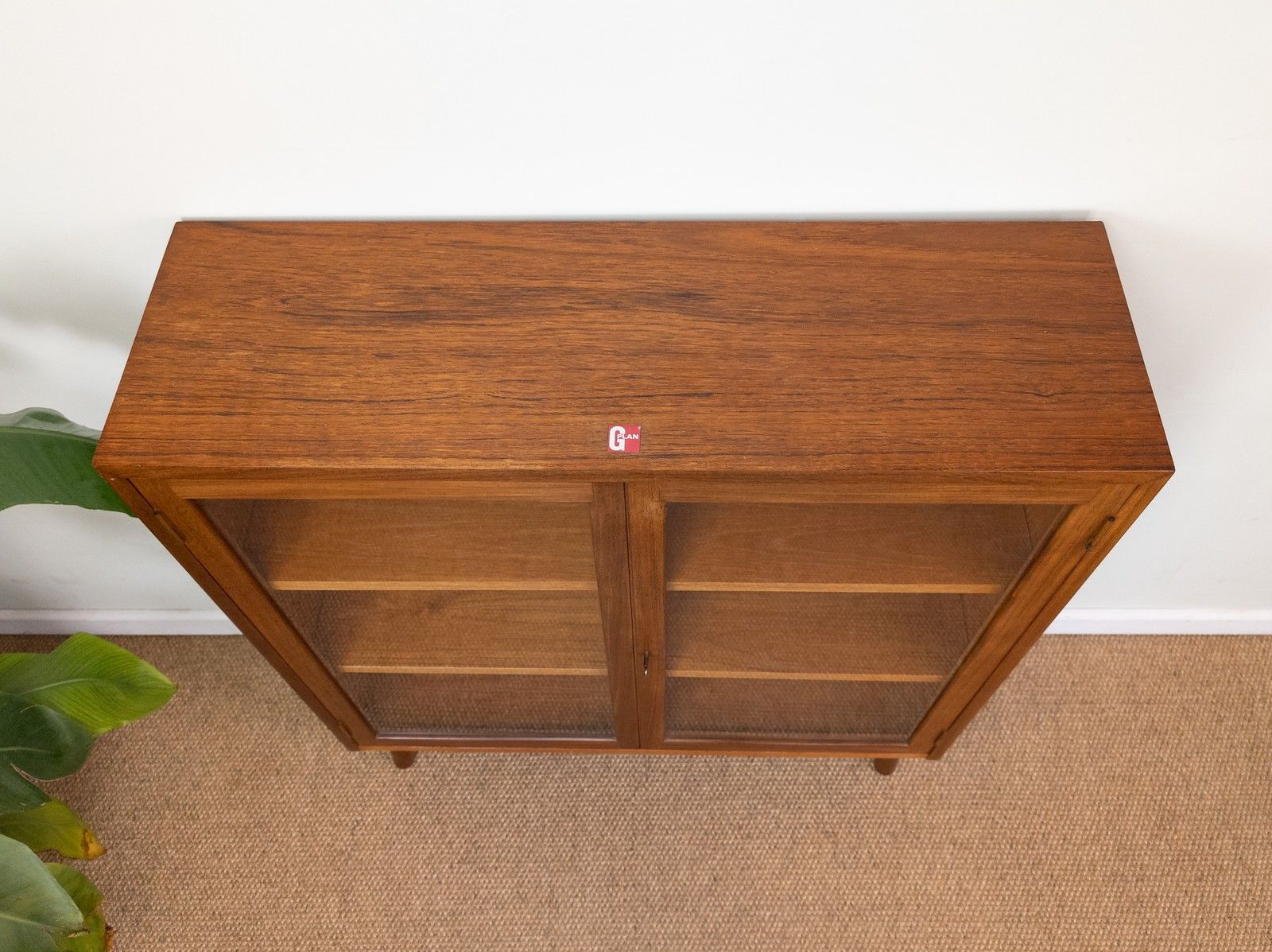 Refinished Vintage Teak Mid Century G Plan Small Green Glazed Cabinet Bookcase photo vintage