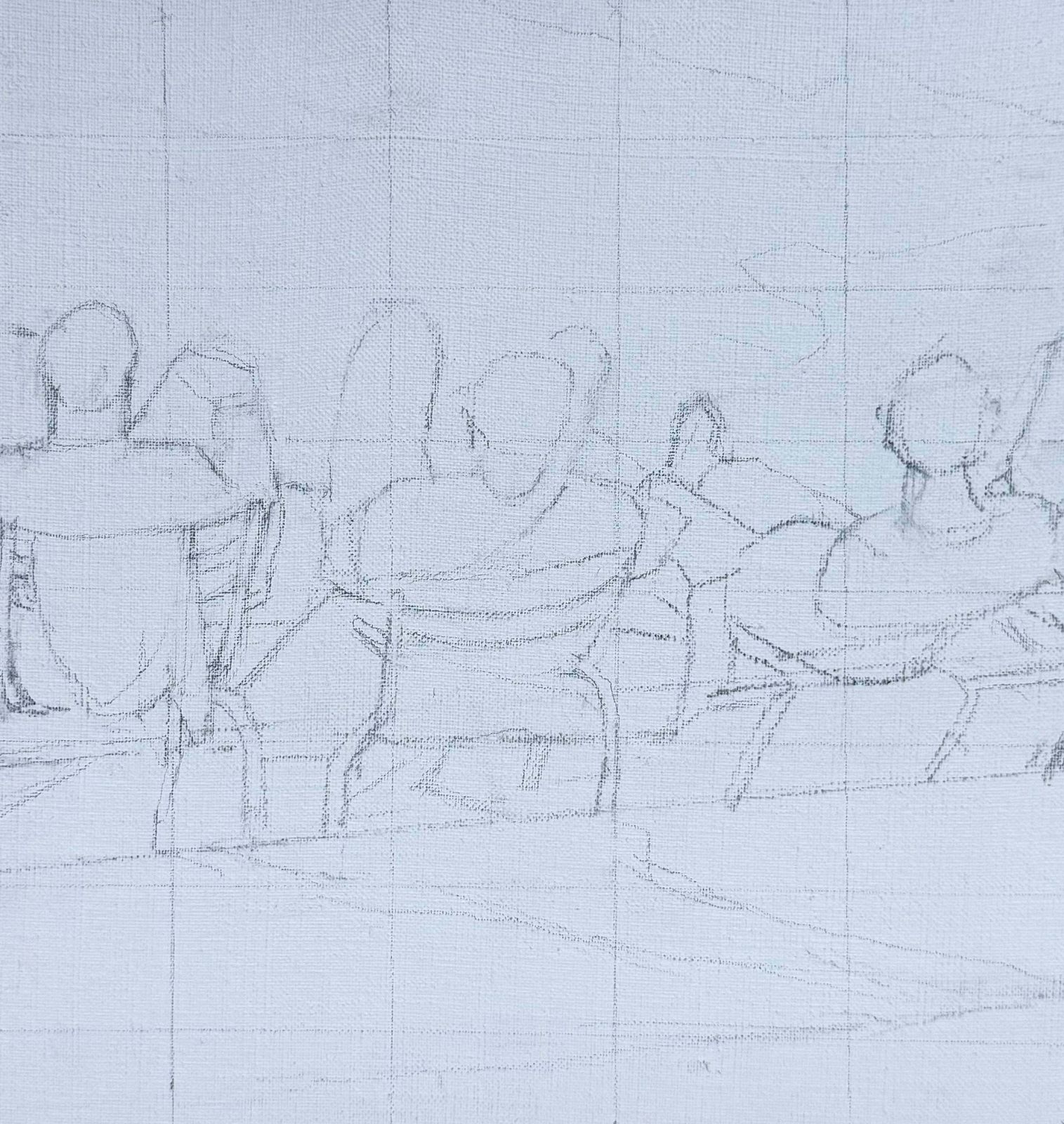 Figures Seated Together In A Parisian Park French Modernist 20th Century Drawing photo furniture