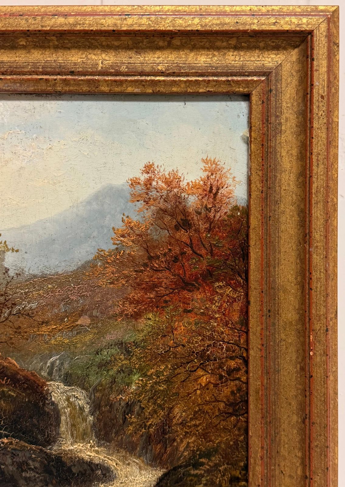 photo furniture Peinture à l'huile britannique d'époque, paysage de montagne des Highlands avec cascade